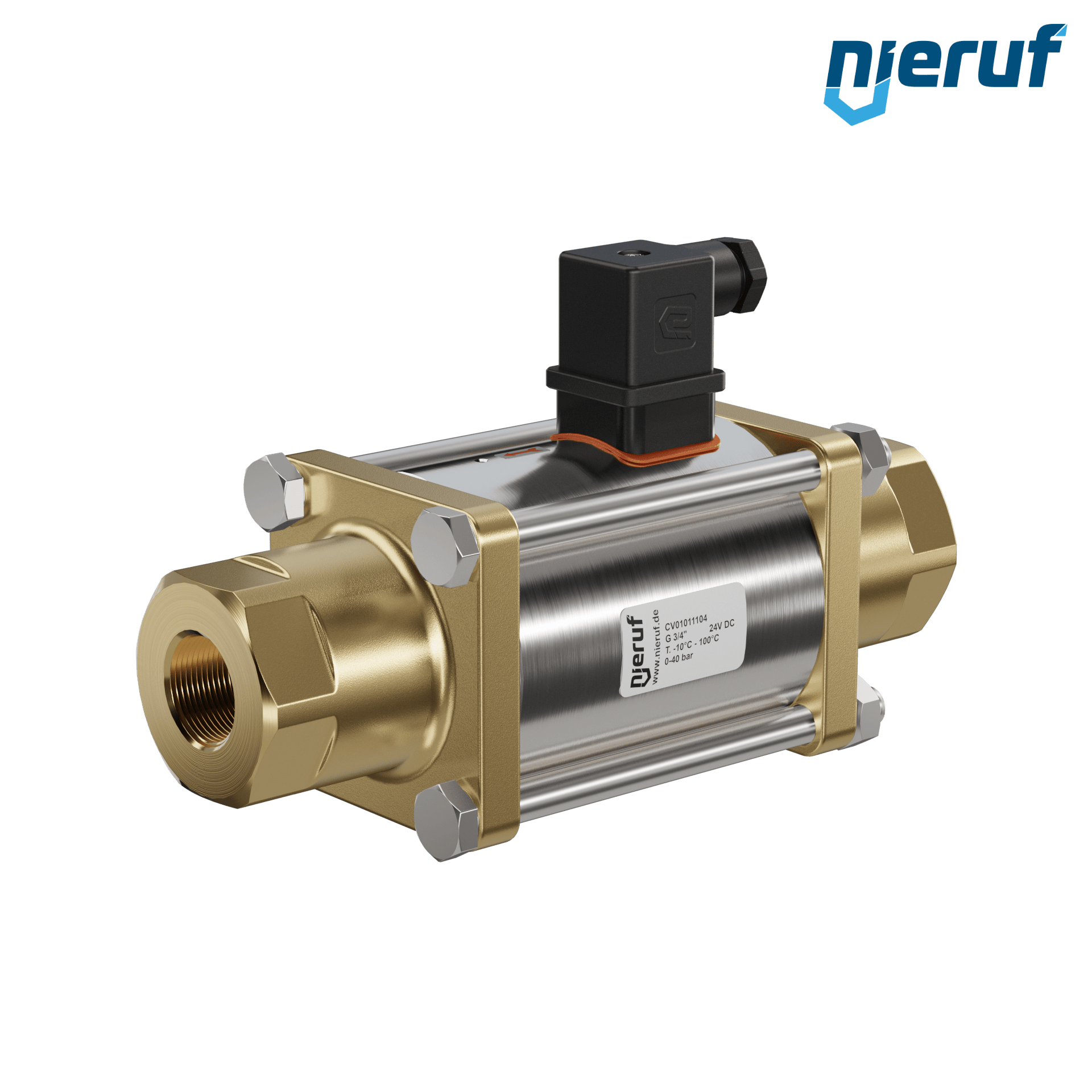 valvola coassiale 3/4" pollici filettatura interna - DN20 ottone 24V DC NO - per applicazione con acqua