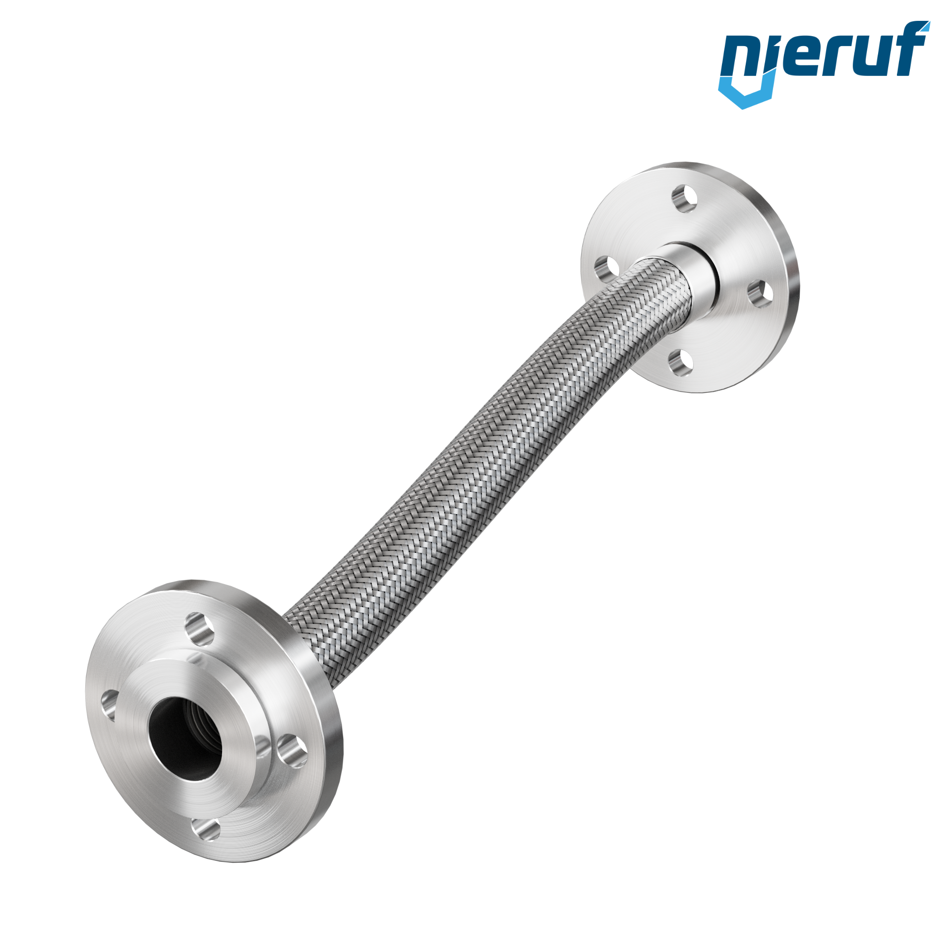 Tubo corrugato in acciaio inossidabile ES01 DN40 - 1 1/2" pollici con treccia singola e flangia girevole Lunghezza 1000 mm