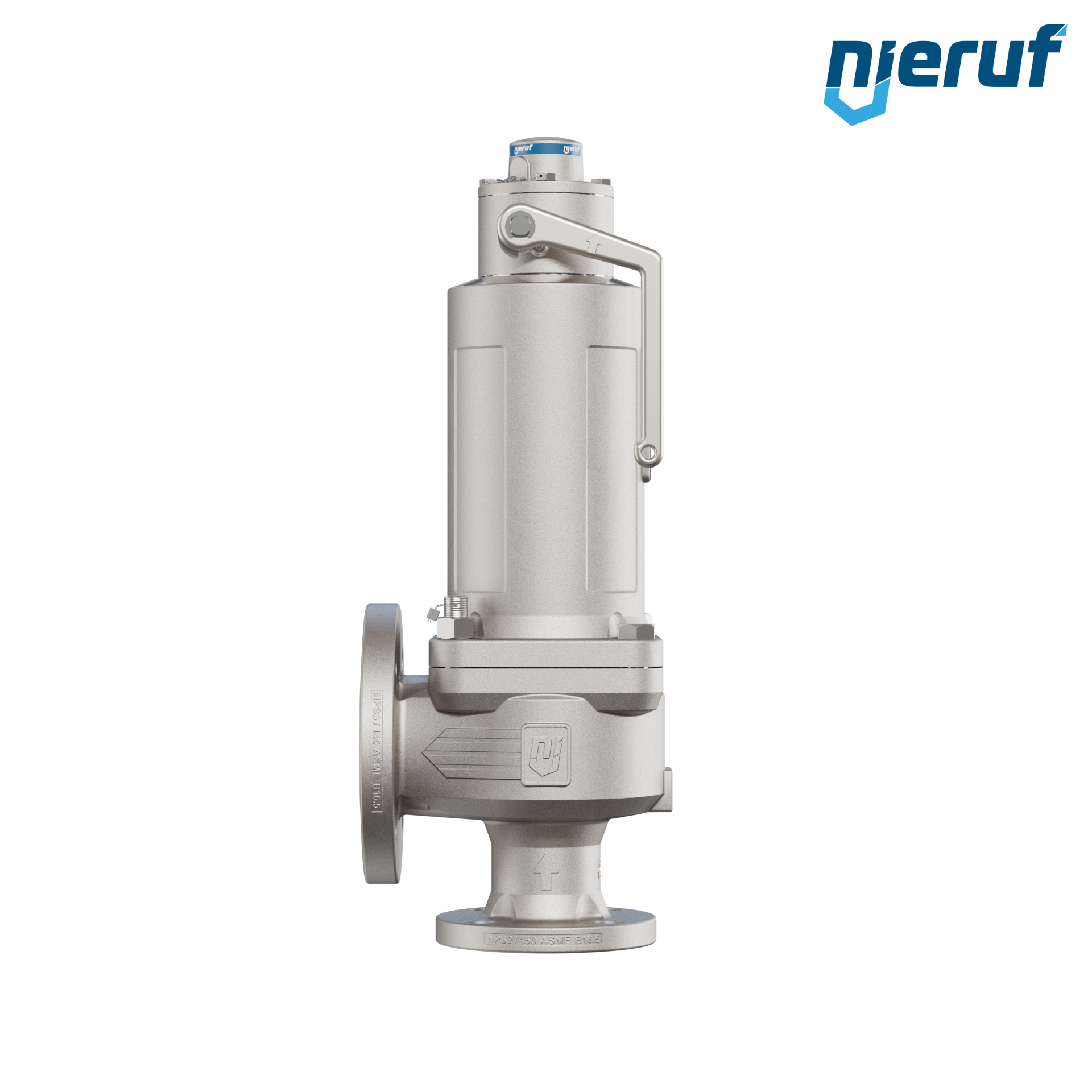 valvola di sicurezza flangiata ASME fluidi liquidi a tenuta di gas ANSI 150 DN50 2" x 3" SF07, acciaio, FFKM, dispositivo di sollevamento con leva