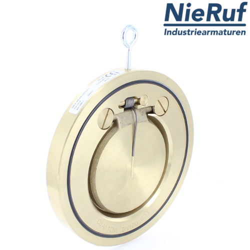 Zwischenflansch-Rückschlagklappe mit Feder DN40 ZR10 Alubronze 2.0975 PTFE