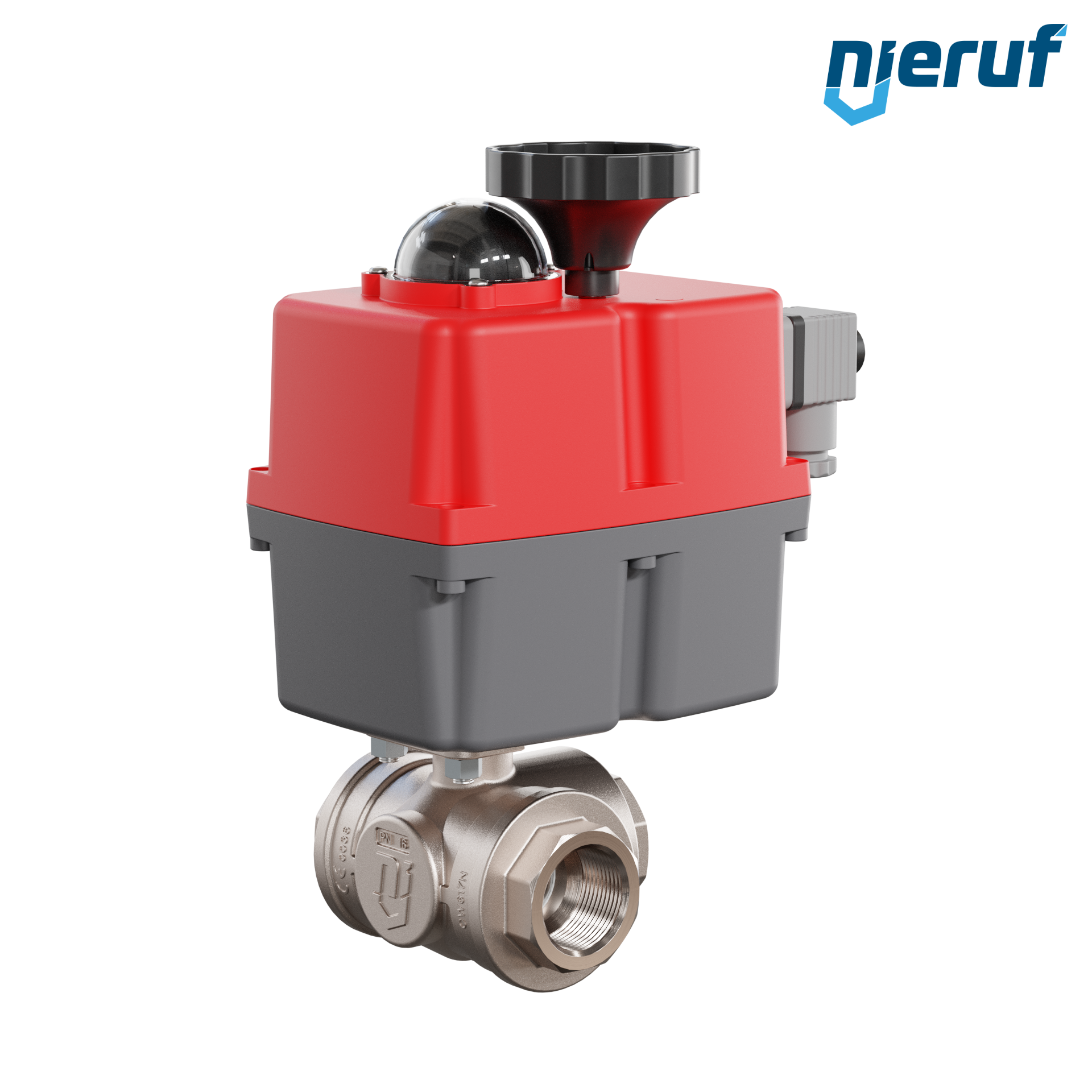 valvola a sfera a 3 vie con attuatore elettrico 24-240V DN25 - 1" pollici ottone a passaggio totale con incavo a forma di L