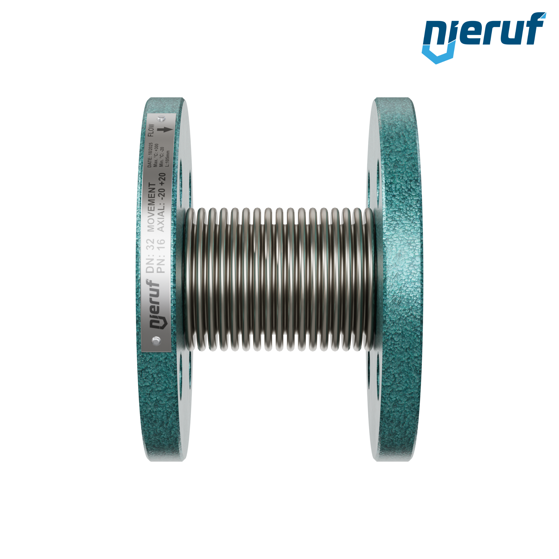 Giunto di dilatazione assiale DN32 modello KP03 flange acciaio manicotto acciaio inox