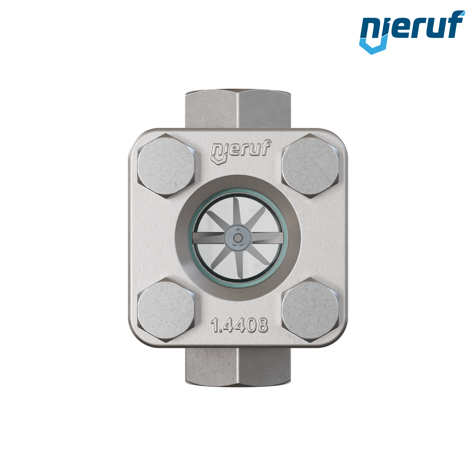 spia visiva / indicatore di flusso G 1/4" pollici acciaio inossidabile vetro borosilicato versione con rotore in PTFE