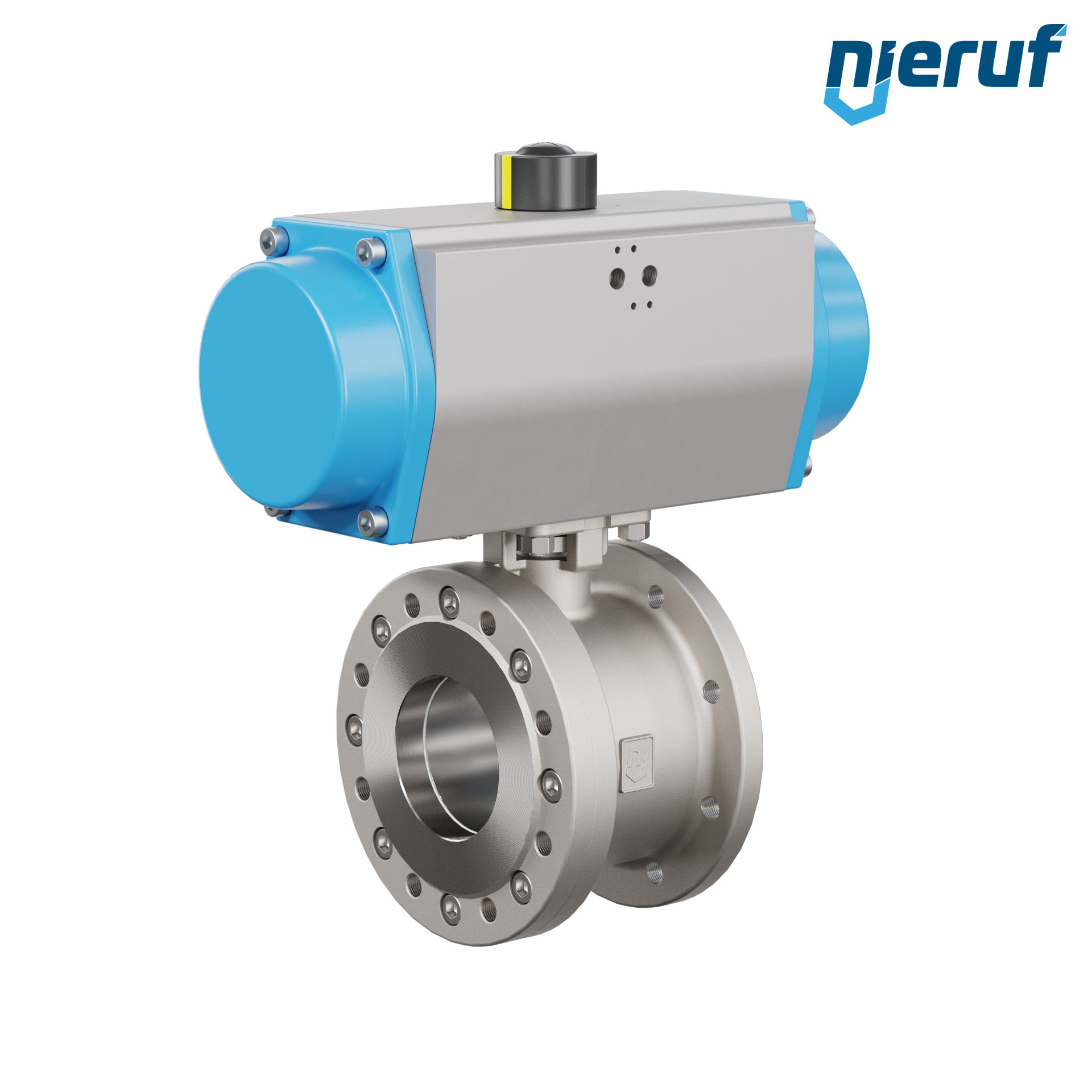 valvola a sfera flangiata dal design compatto DN100 PK07 azionamento rotativo pneumatico a semplice effetto apertura a molla