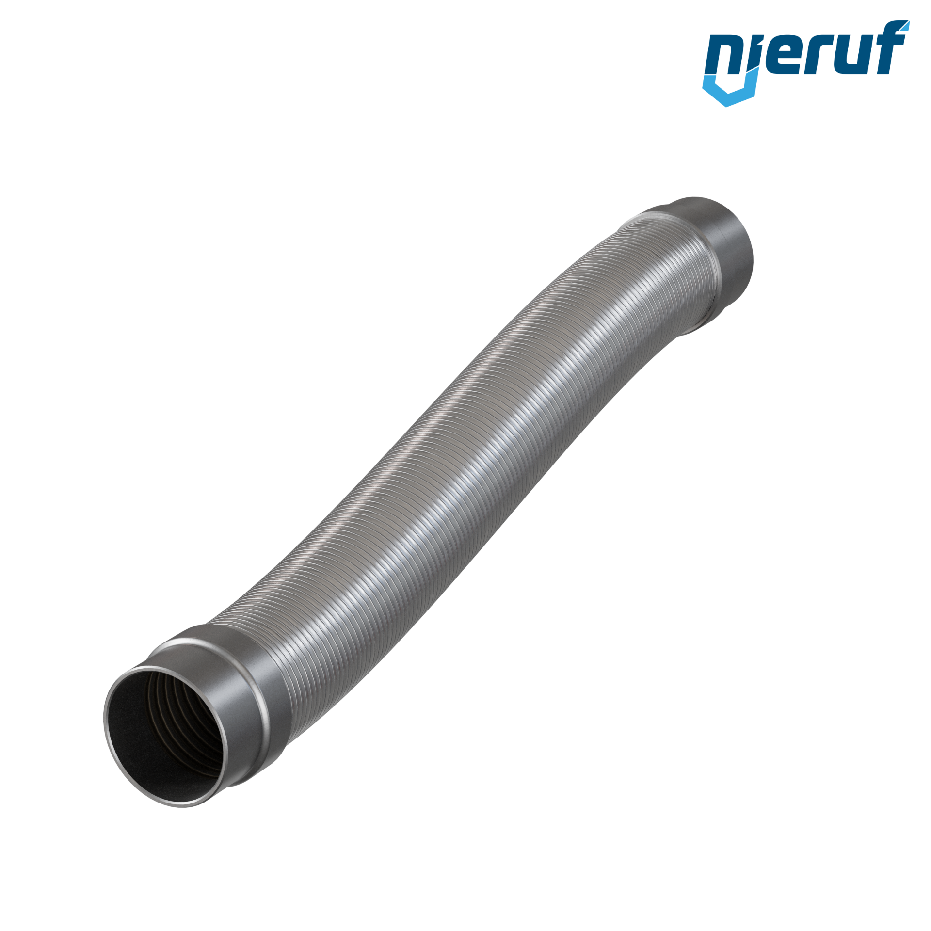 Tubo corrugato in acciaio inossidabile ES01 DN65 - 76.1 mm con treccia doppia e estremità a saldare Lunghezza 1000 mm