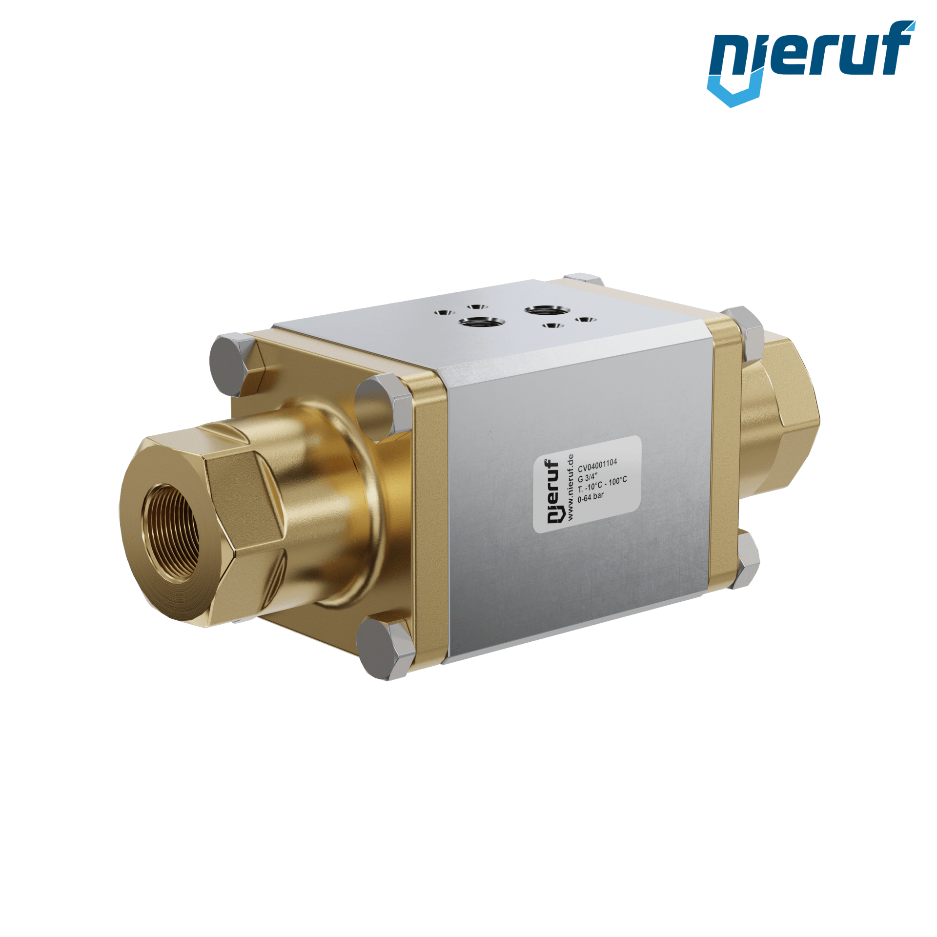 valvola coassiale a 2/2 vie CV04 3/4" pollici filettatura interna - DN20 ottone max. 64 bar NO - per applicazione con acqua