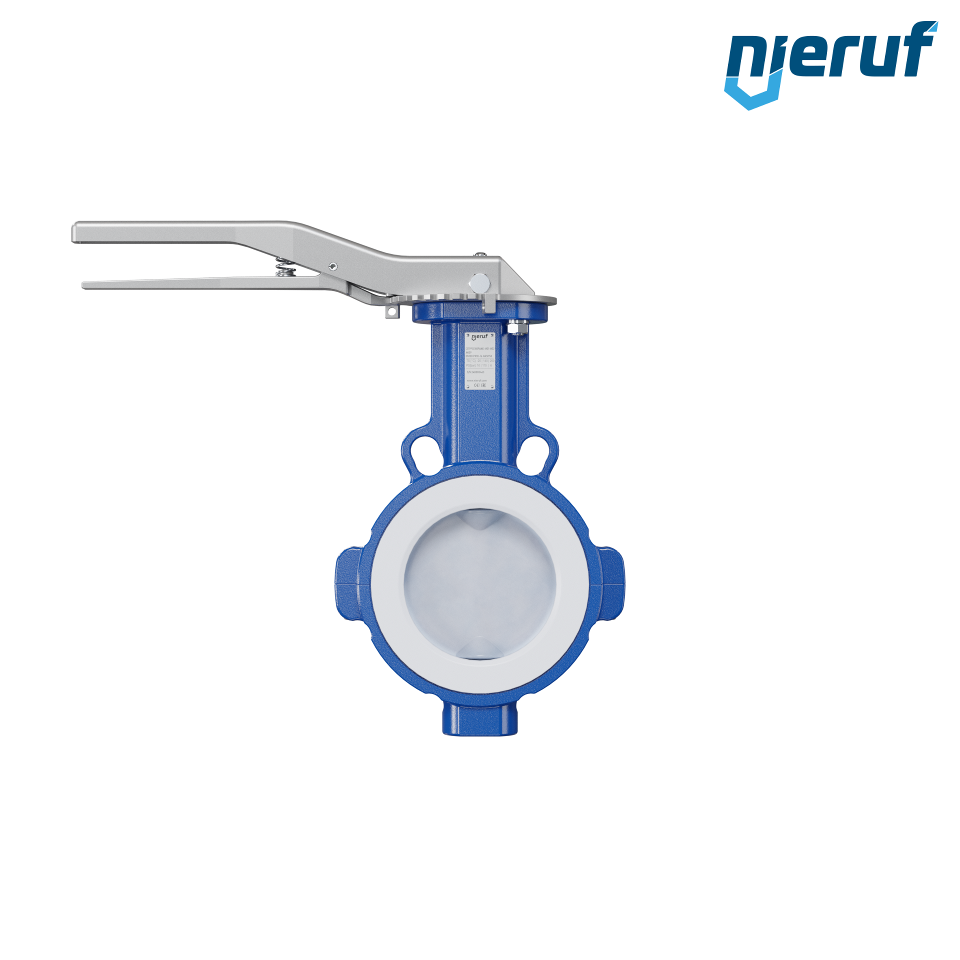 valvola a farfalla PFA PTFE AK09 DN100 ANSI150 leva inserto in FKM