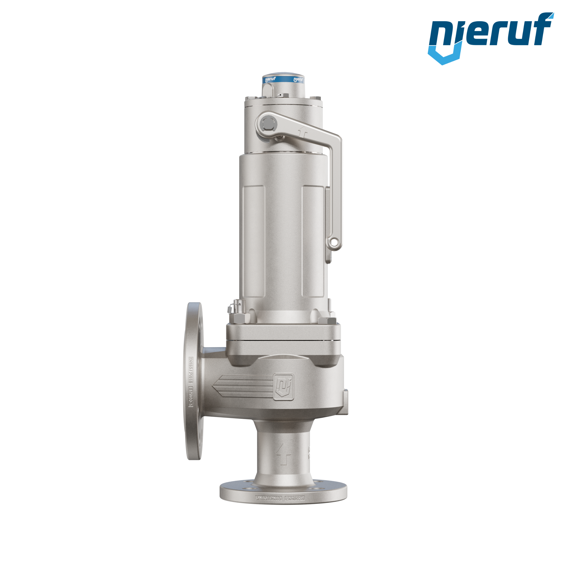 valvola di sicurezza flangiata a tenuta di gas DN40/DN65 SF07, acciaio, PTFE, dispositivo di sollevamento con leva