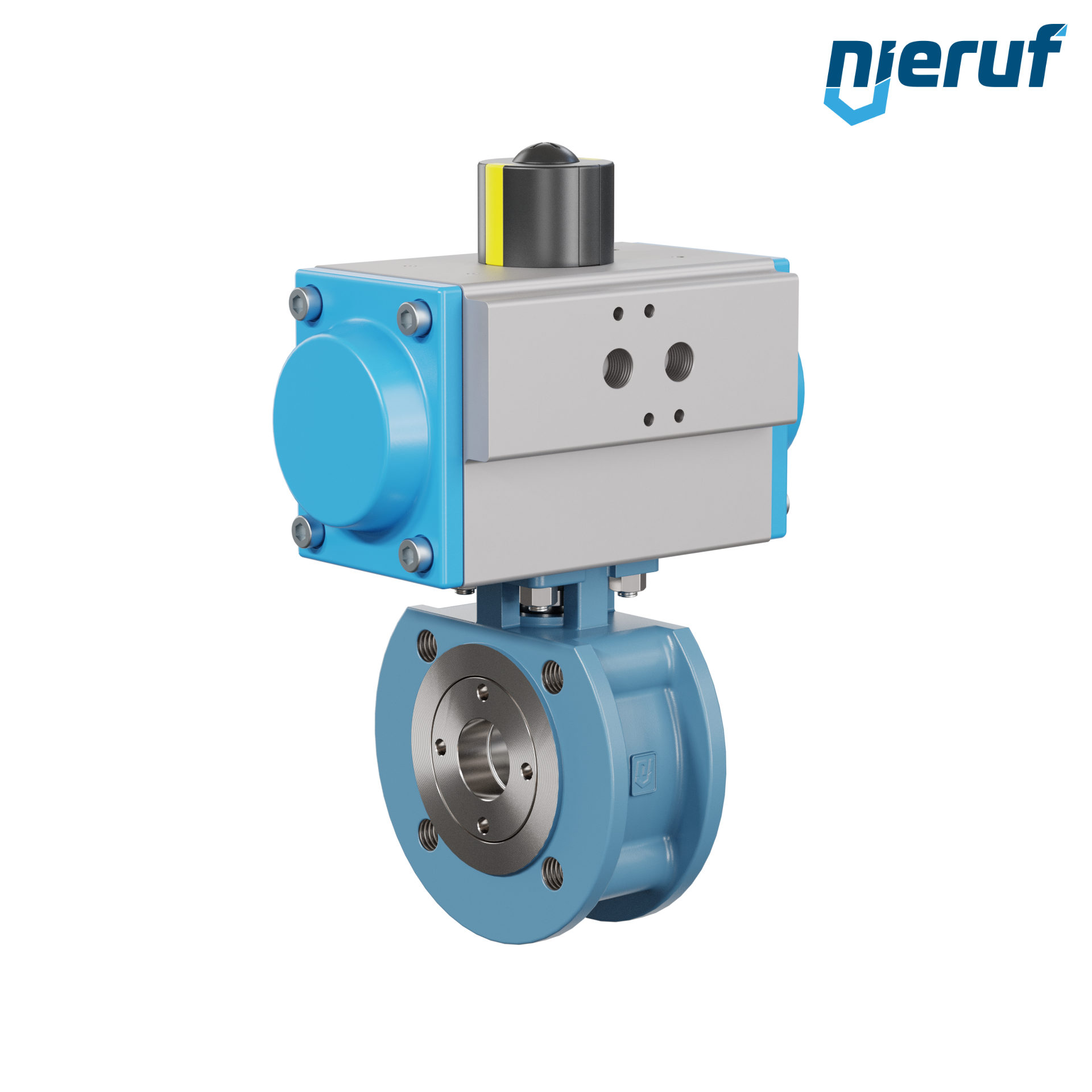valvola a sfera flangiata dal design compatto DN25 PK06 azionamento rotativo pneumatico a semplice effetto apertura a molla