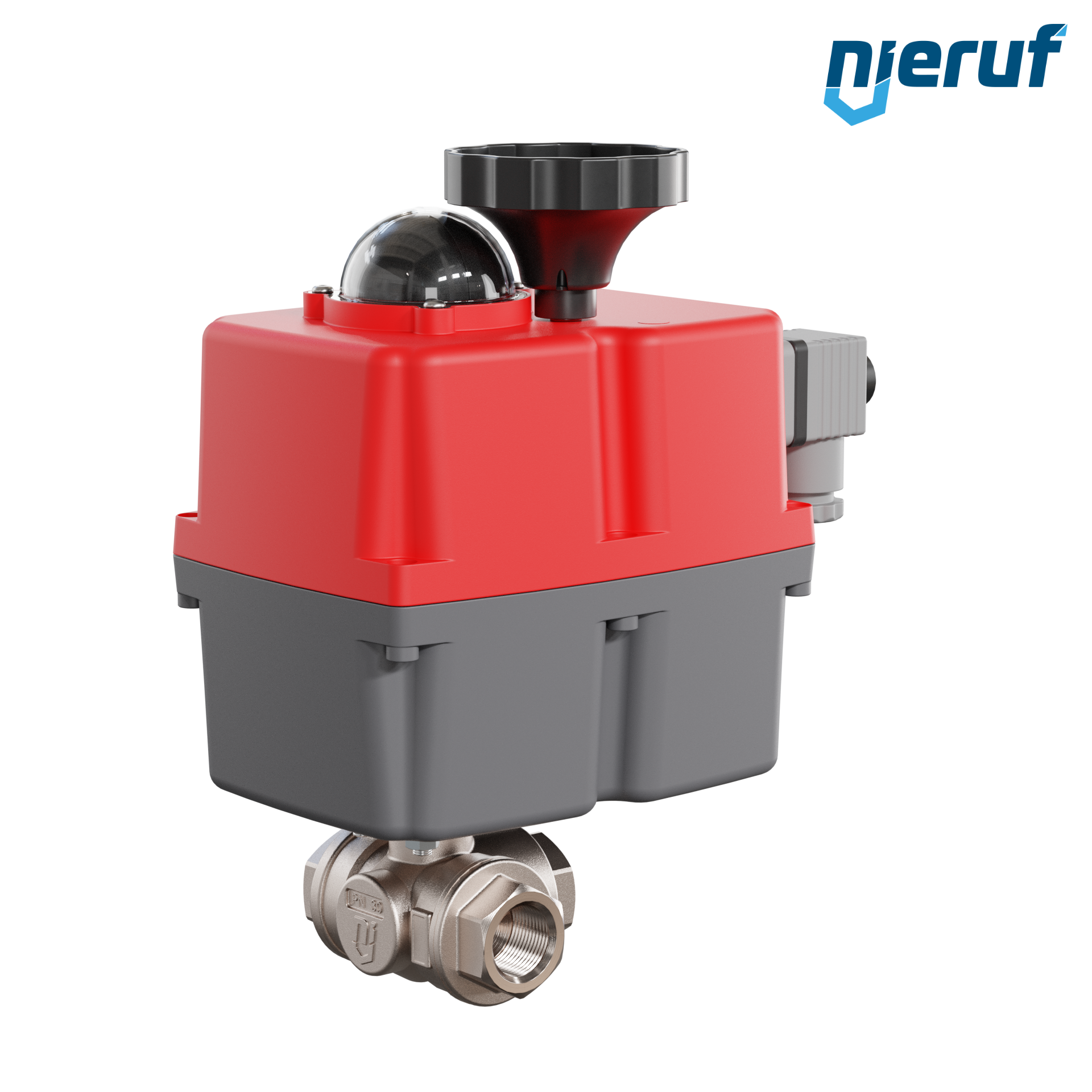 valvola a sfera a 3 vie con attuatore elettrico 24-240V DN15 - 1/2" pollici ottone a passaggio totale con incavo a forma di L