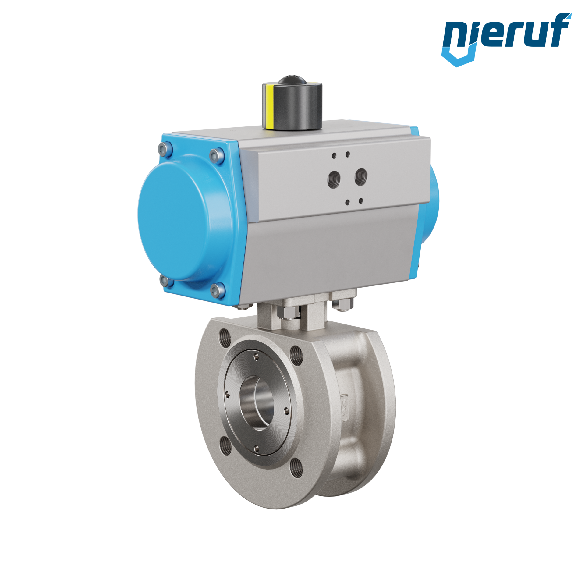 valvola a sfera flangiata dal design compatto DN40 PK07 azionamento rotativo pneumatico a semplice effetto apertura a molla