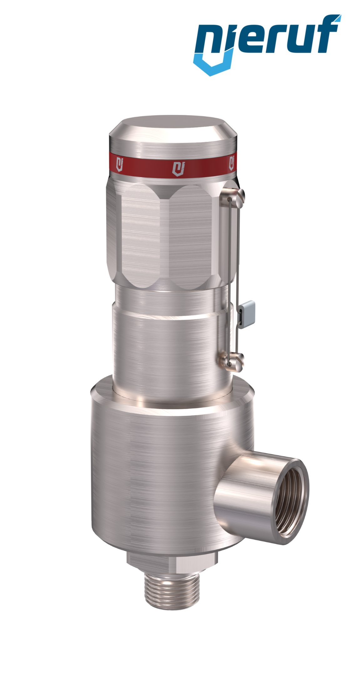 Zawór bezpieczeństwa DN8 1/2" GZ X 1" GW SV15, MD/ PEEK, bez podnoszenia, Wersja kątowa, 100,0 - 600,0 bar