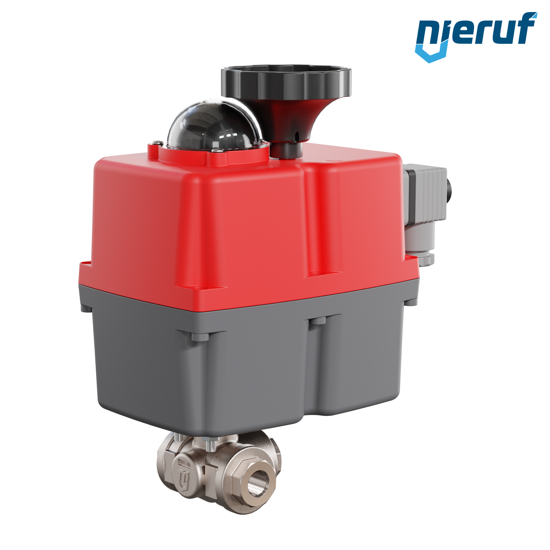 valvola a sfera a 3 vie con attuatore elettrico 24-240V DN8 - 1/4" pollici ottone a passaggio totale con incavo a forma di L