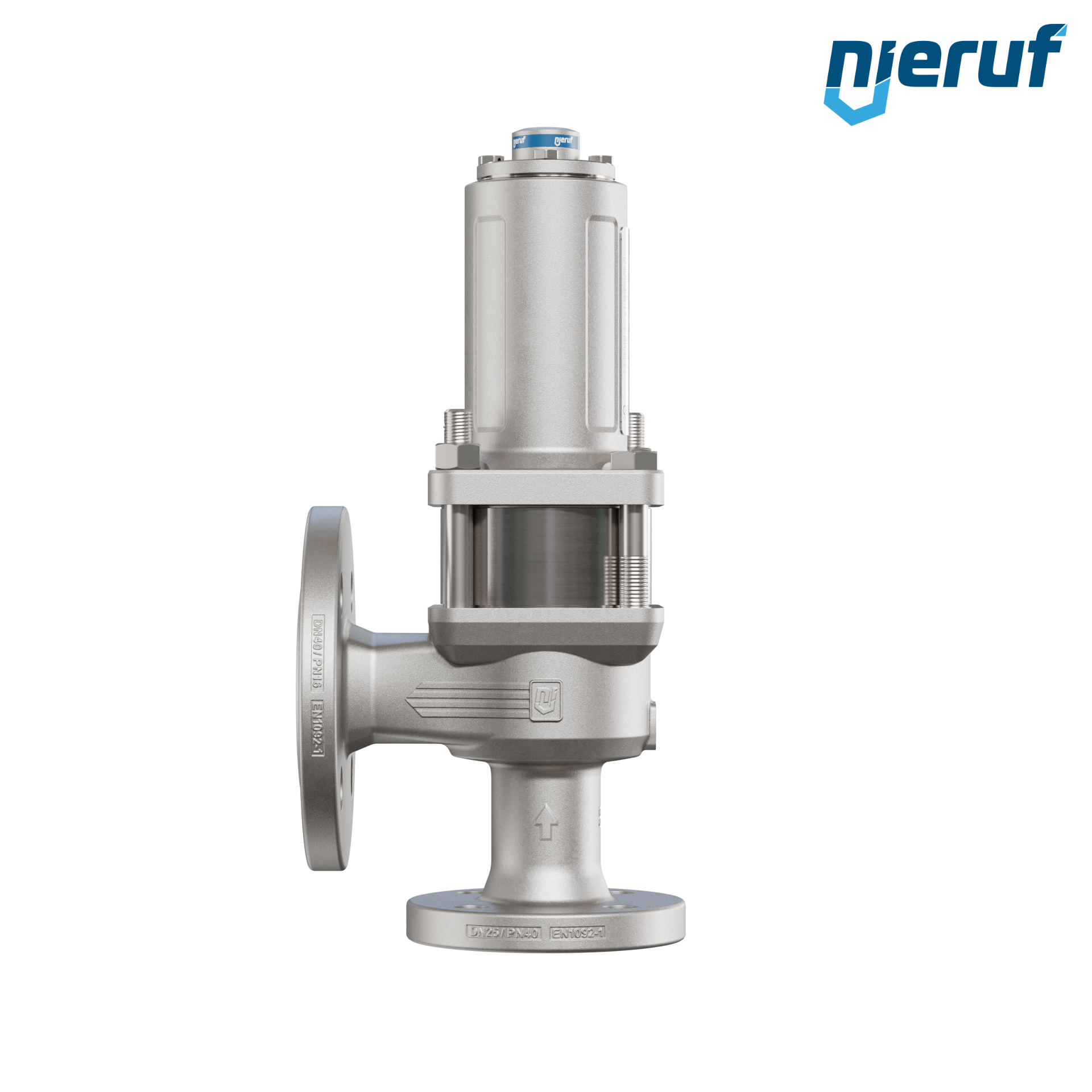 valvola di sicurezza con cappello a tenuta di gas & manicotto di tenuta DN25/DN40 SF04, PTFE, senza dispositivo di sollevamento