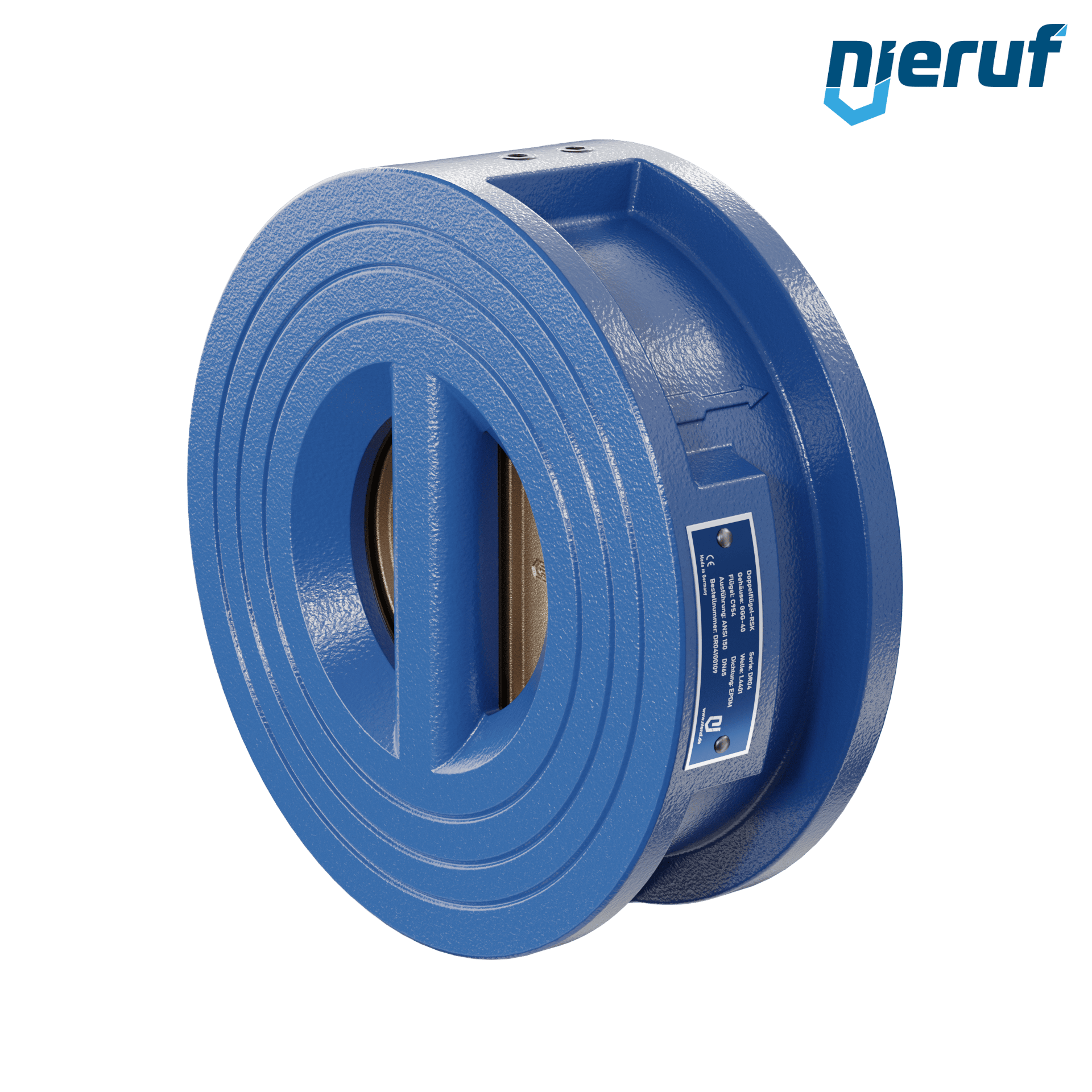 valvola di ritegno a doppio battente DN65 ANSI150 DR04 ANSI 150 GGG40 con rivestimento epossidico blu 180µm  EPDM