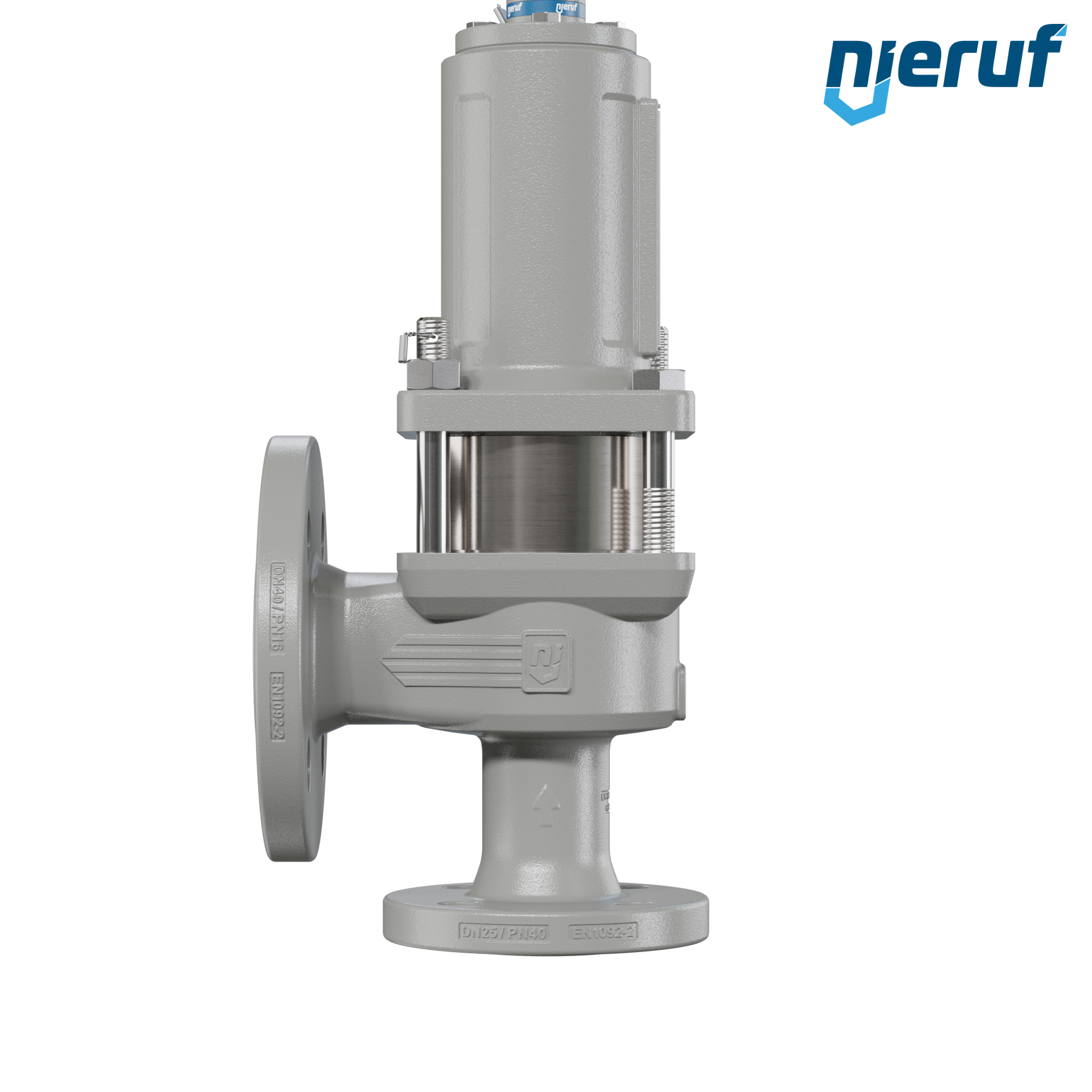 valvola di sicurezza flangiata DN25/DN40 SF06, cappello della molla a tenuta di gas (antigas) & manicotto di tenuta in acciaio inossidabile PTFE, senza dispositivo di sollevamento