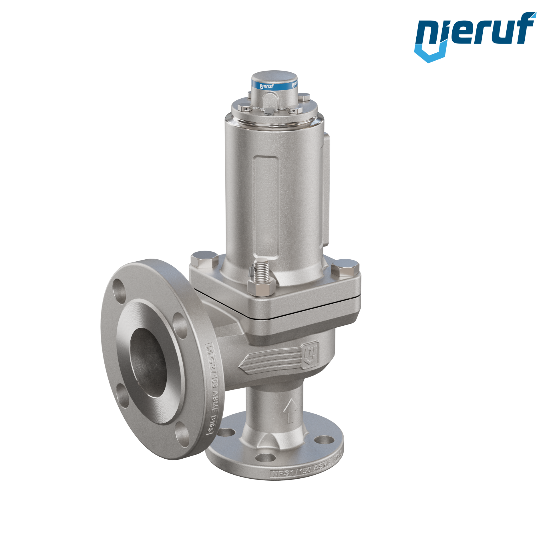 valvola di sicurezza flangiata ASME fluidi liquidi a tenuta di gas ANSI 150 DN25 1" x 2" SF04, acciaio inossidabile, FFKM, senza dispositivo di sollevamento
