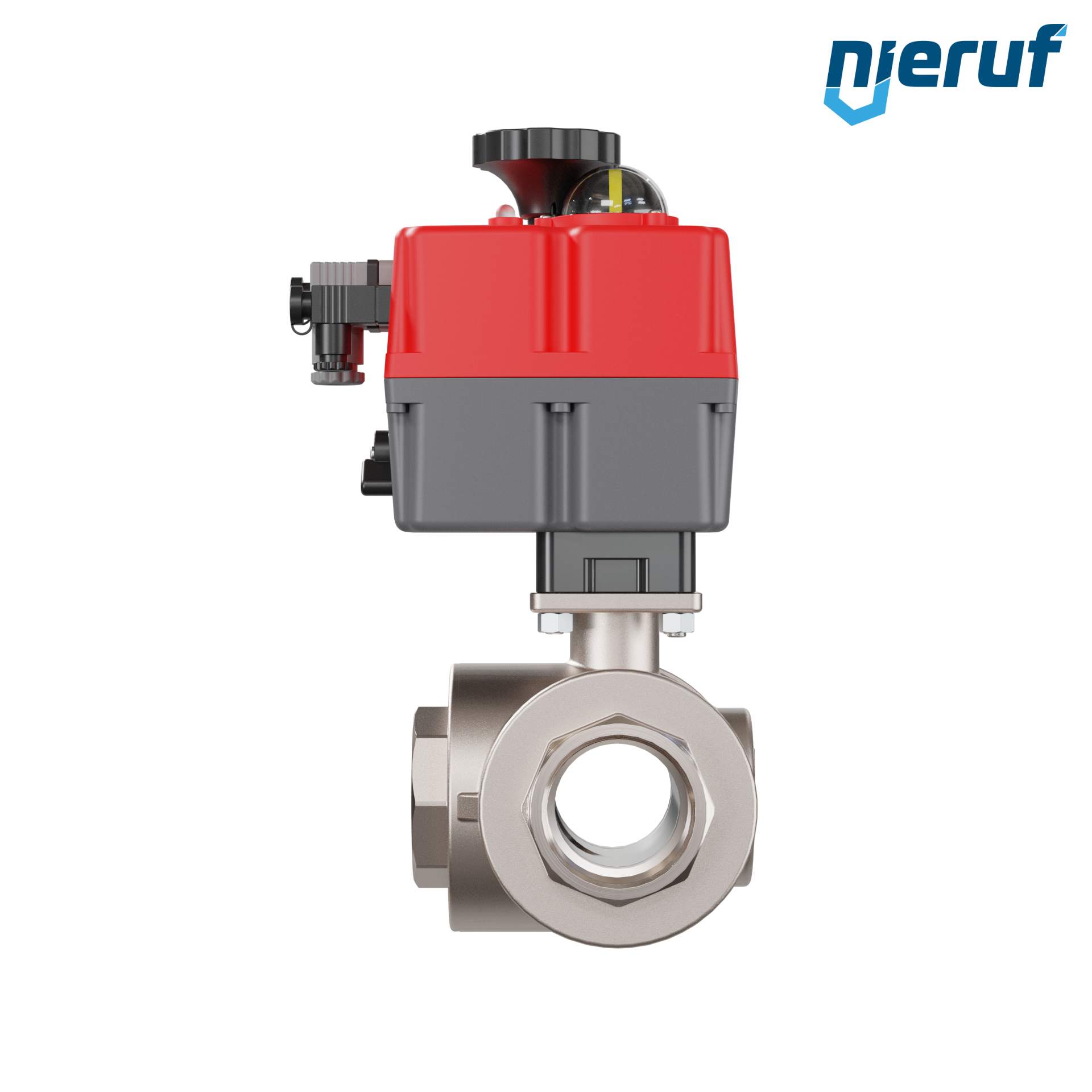 valvola a sfera a 3 vie con attuatore elettrico 24-240V DN50 - 2" pollici ottone a passaggio totale con incavo a forma di T