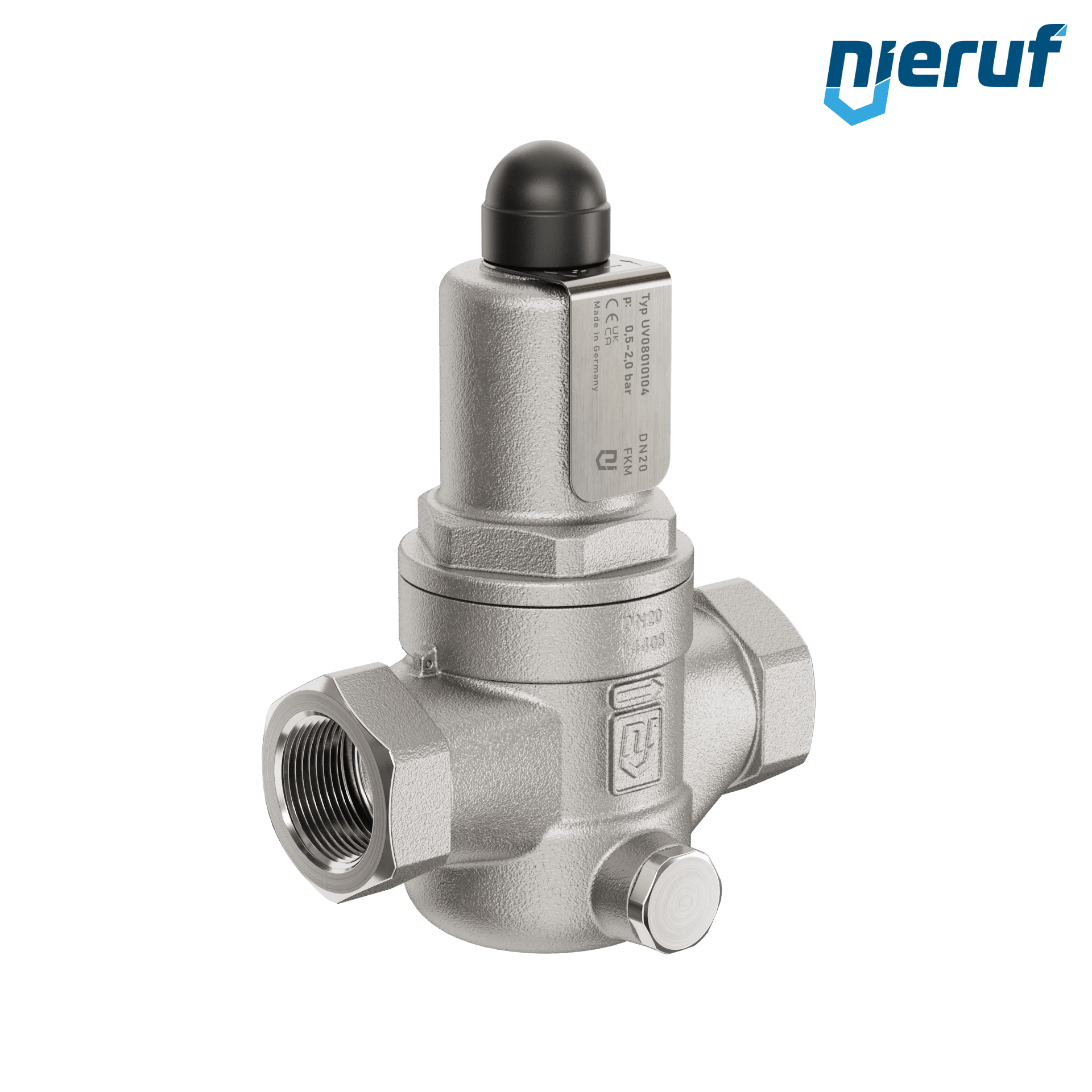 valvola di troppo pieno a pressione differenziale 3/4" pollici filettat. int UV08 acciaio inossidabile AISI 316L 0,5 - 2,0 bar