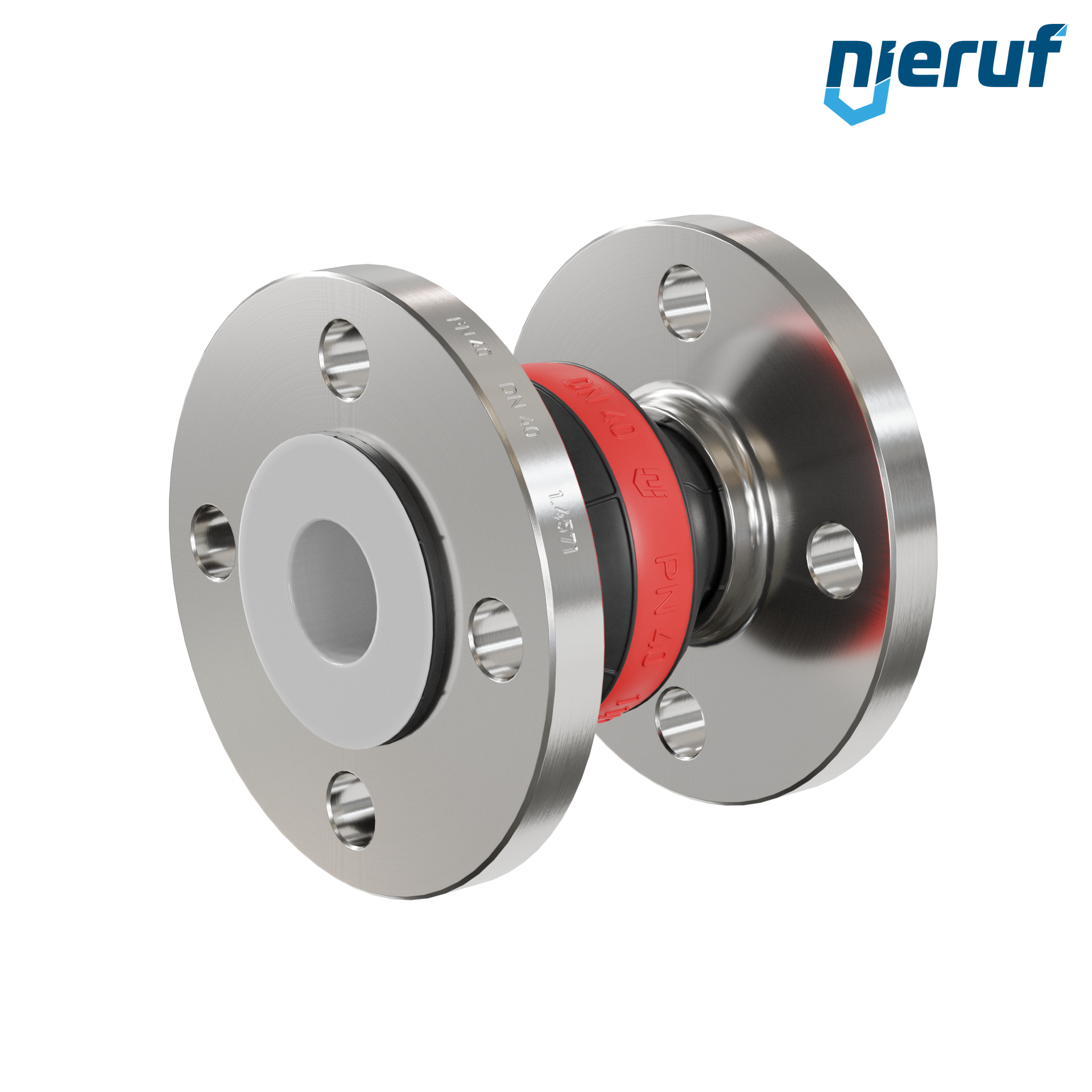 Compensatore rivestimento in PTFE DN40 versione KP04 flange in acciaio inox EPDM