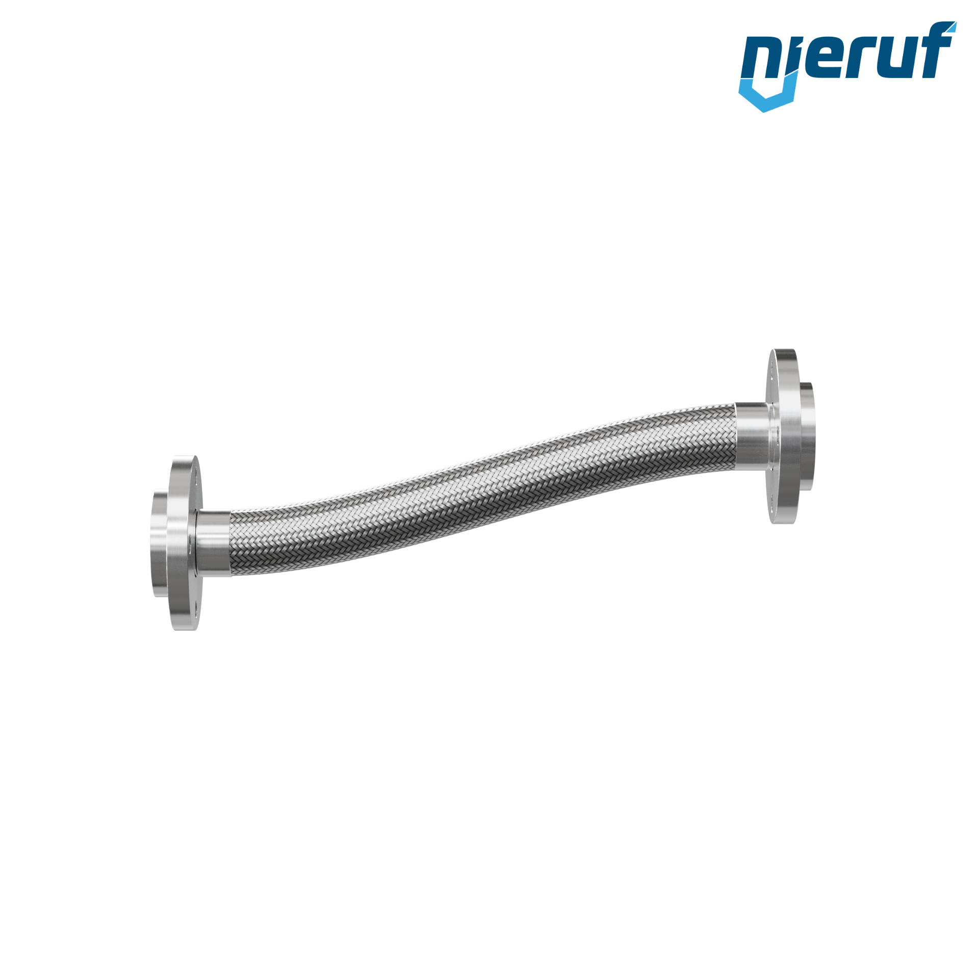 Tubo corrugato in acciaio inossidabile ES01 DN50 - 2" pollici con treccia singola e flangia girevole Lunghezza 1000 mm