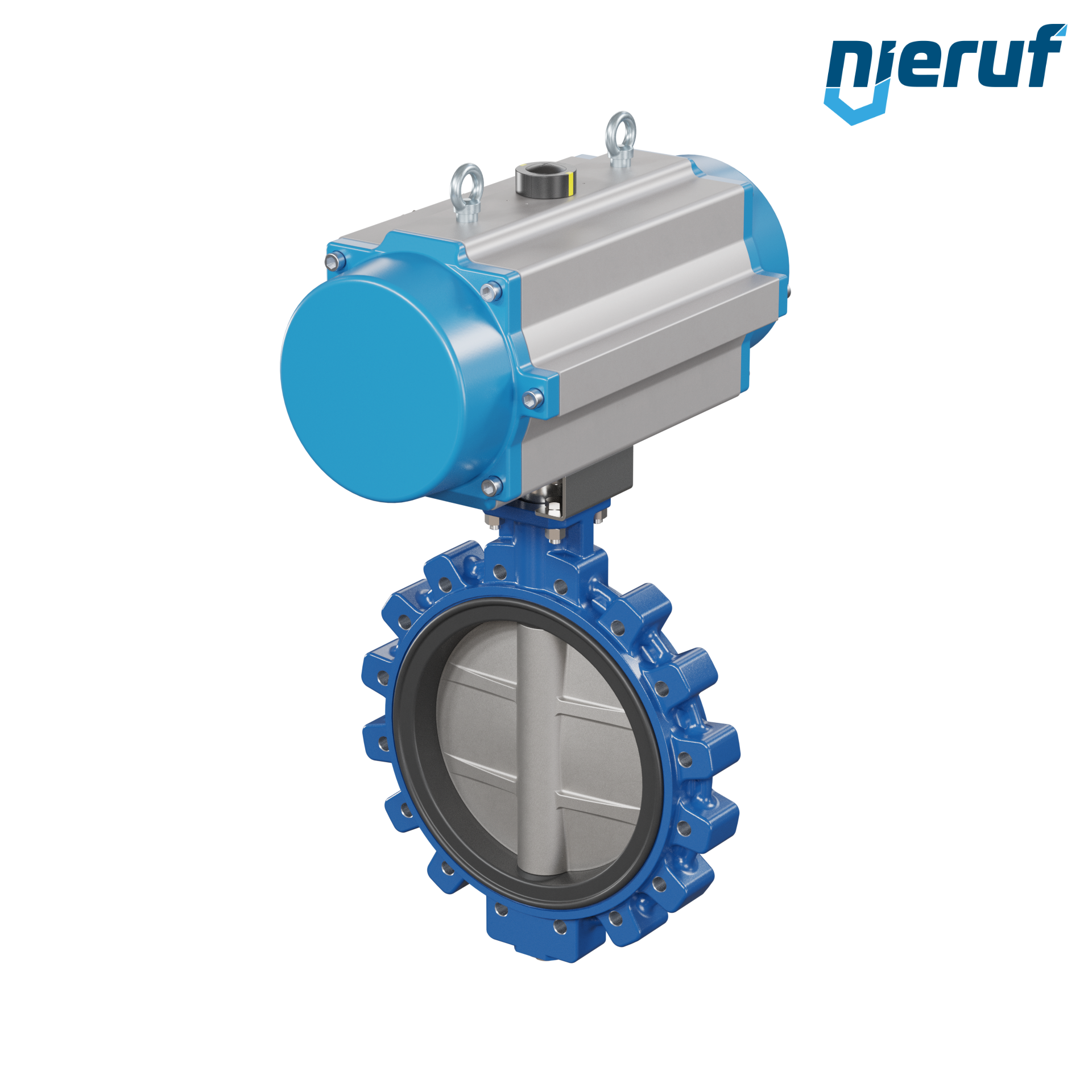 Butterfly valve DN 400 AK02 FPM pneumatic actuator single acting normally closed