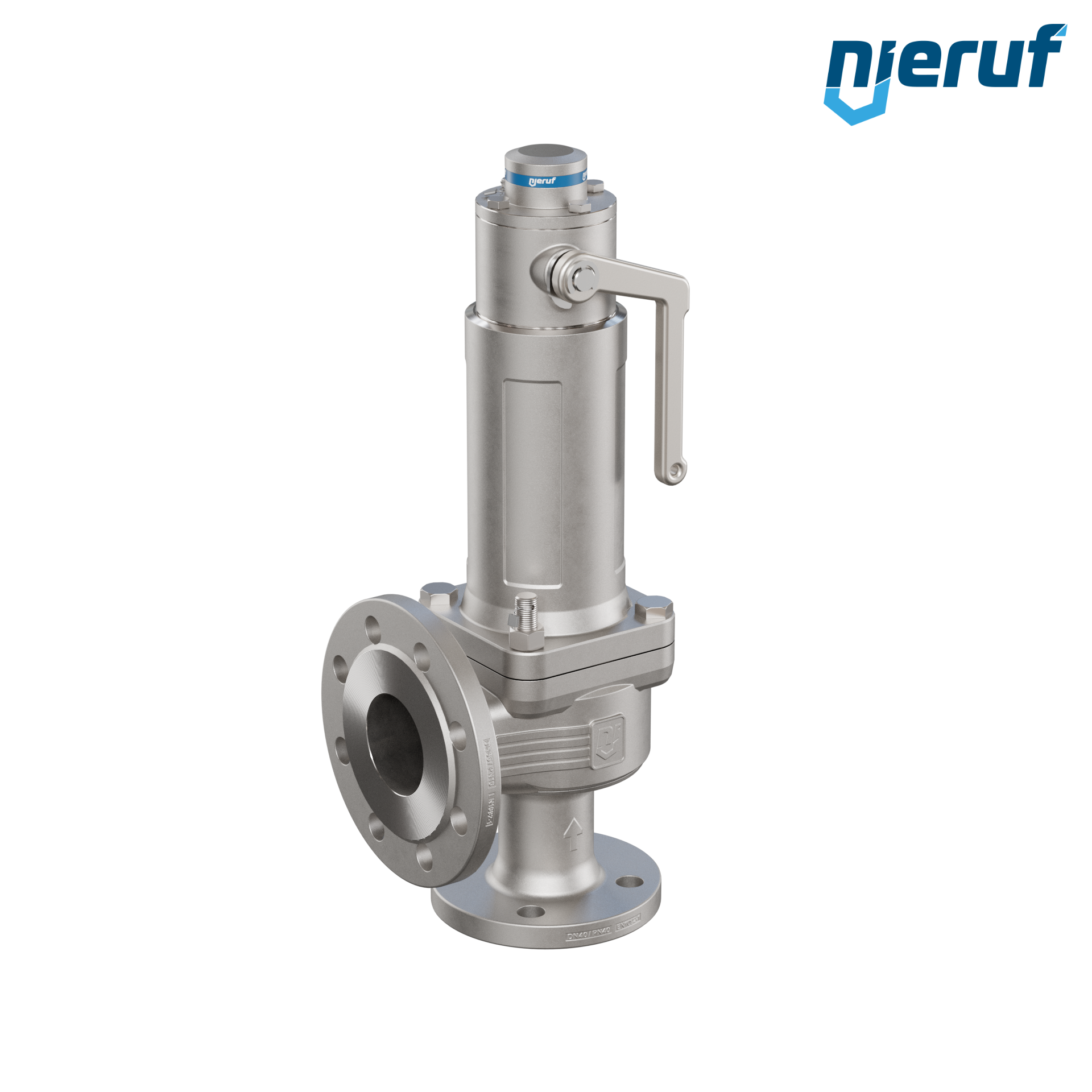valvola di sicurezza flangiata DN40/DN65 SF04, acciaio inox 1.4408 PTFE, dispositivo di sollevamento con leva