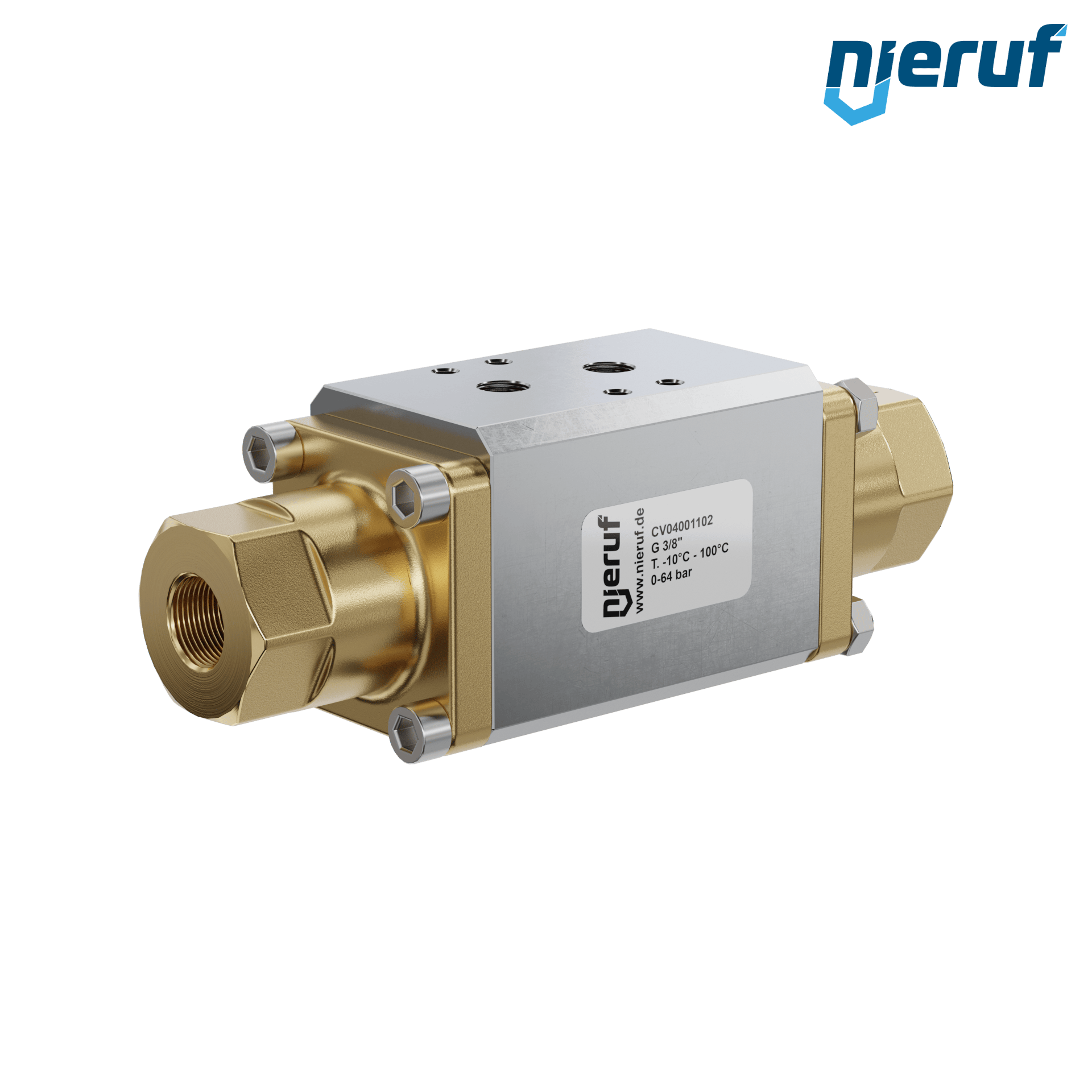 valvola coassiale a 2/2 vie CV04 3/8" pollici filettatura interna - DN10 ottone max. 64 bar NO - per applicazione con acqua