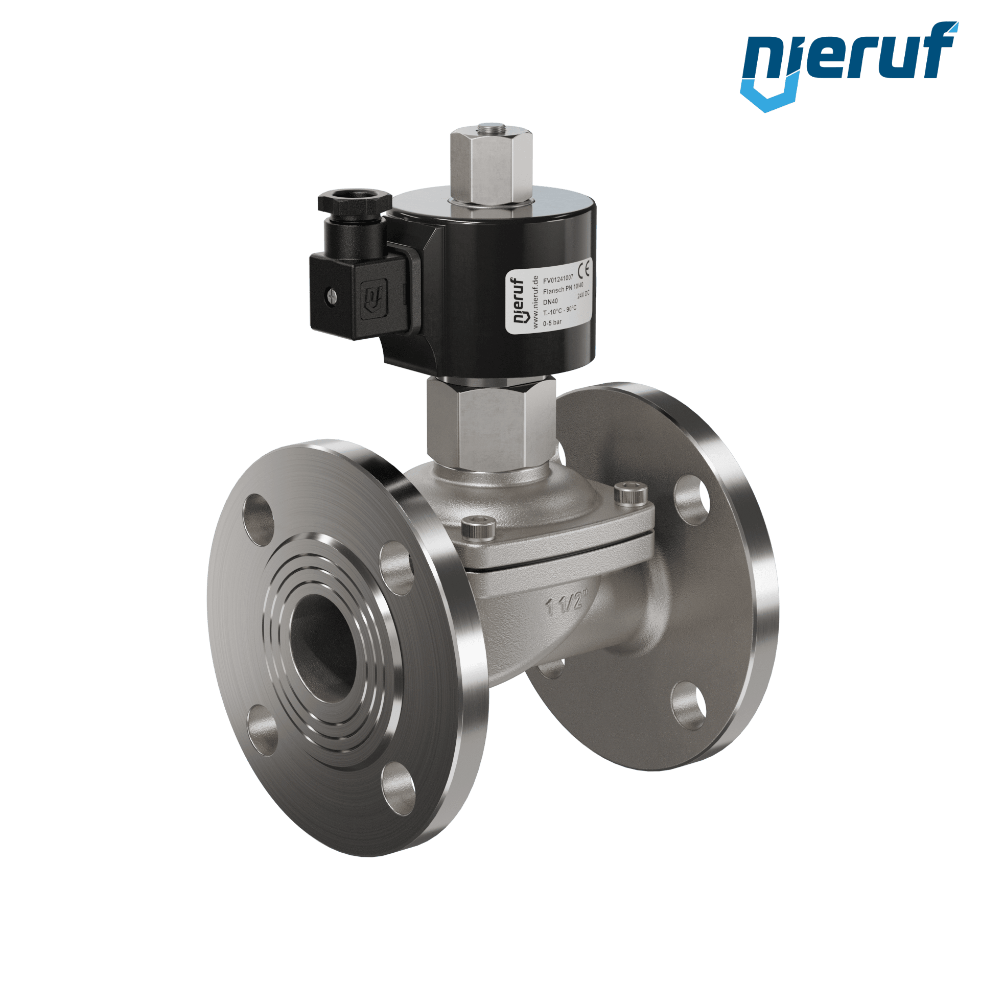 flangia elettrovalvola DN40 acciaio inossidabile FV01 NBR 24V DC NO