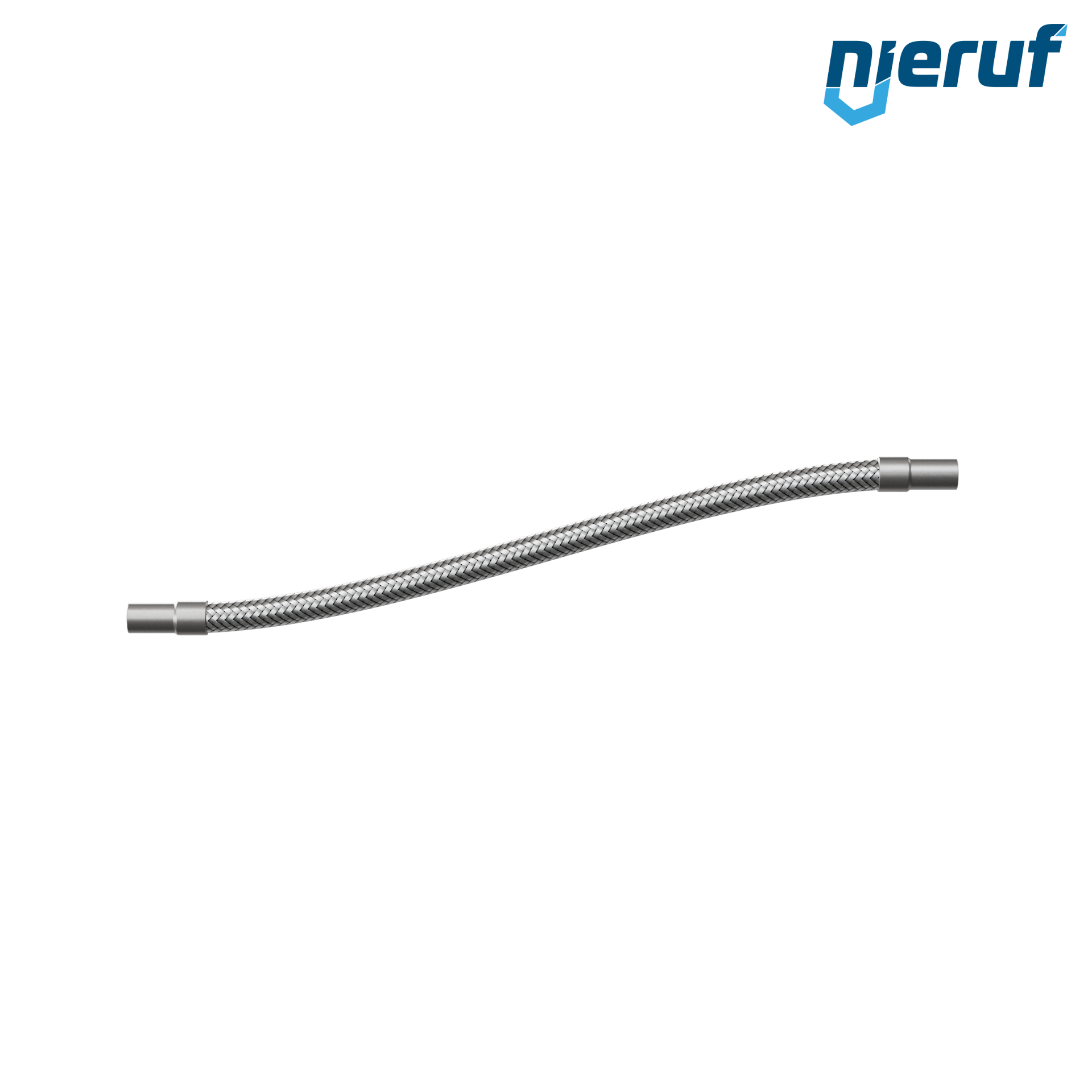 Tubo corrugato in acciaio inossidabile ES01 DN12 - 21.3 mm con treccia singola e estremità a saldare Lunghezza 1000 mm