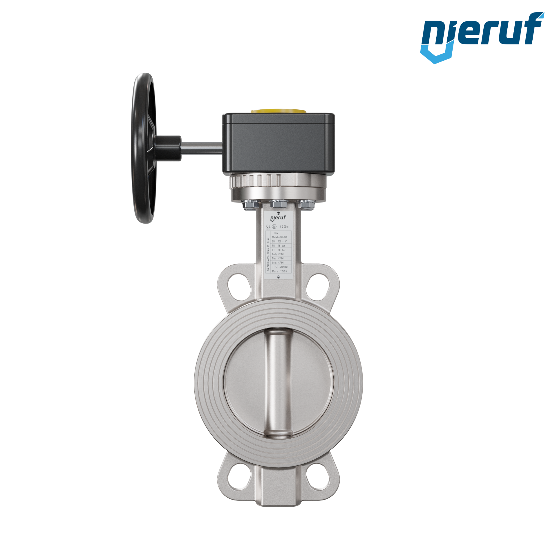 valvola a farfalla in acciaio inossidabile DN 100 PN16 AK08 metallo volantino