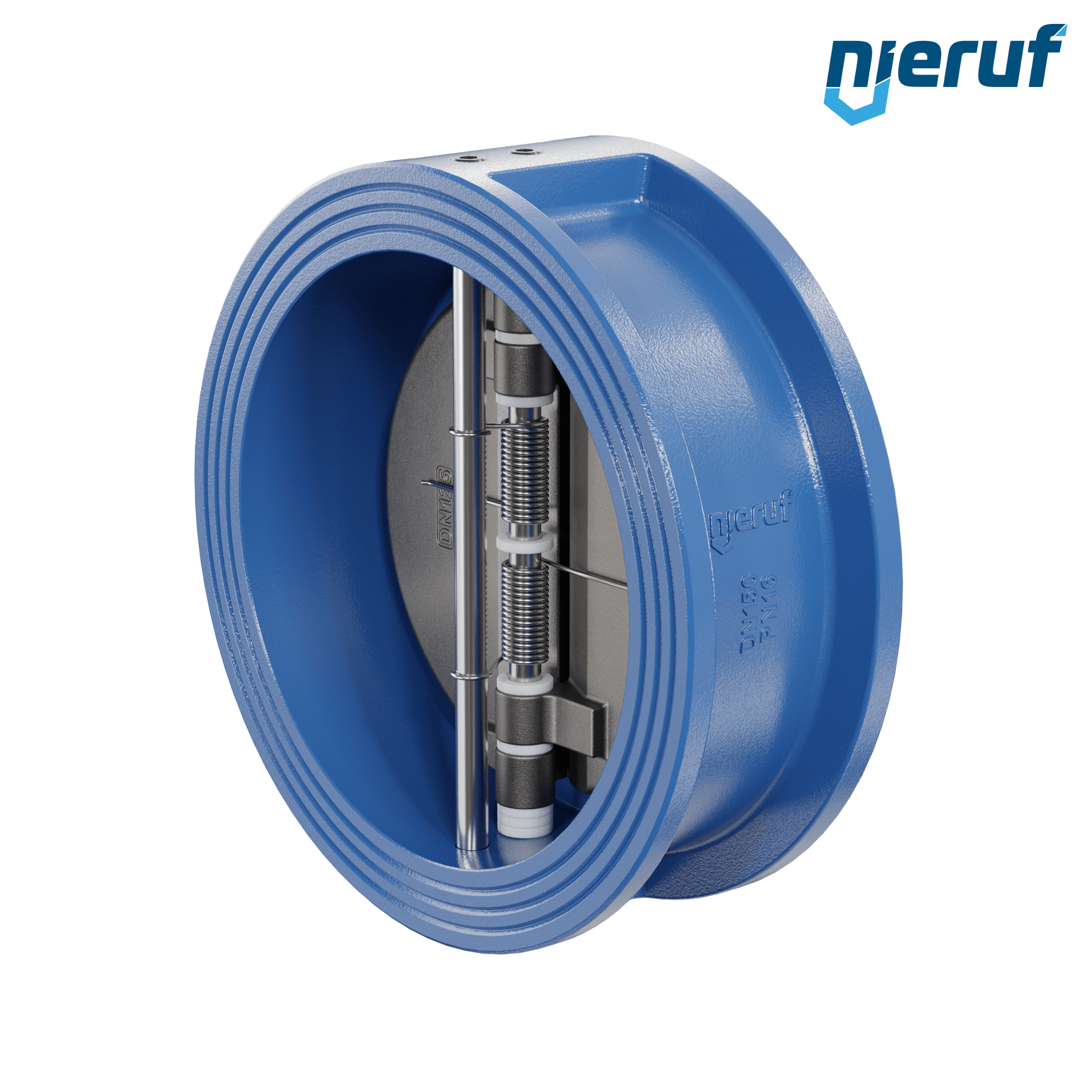 valvola di ritegno a doppio battente DN150 ANSI150 DR01 ANSI 150 GGG40 con rivestimento epossidico blu 180µm  EPDM