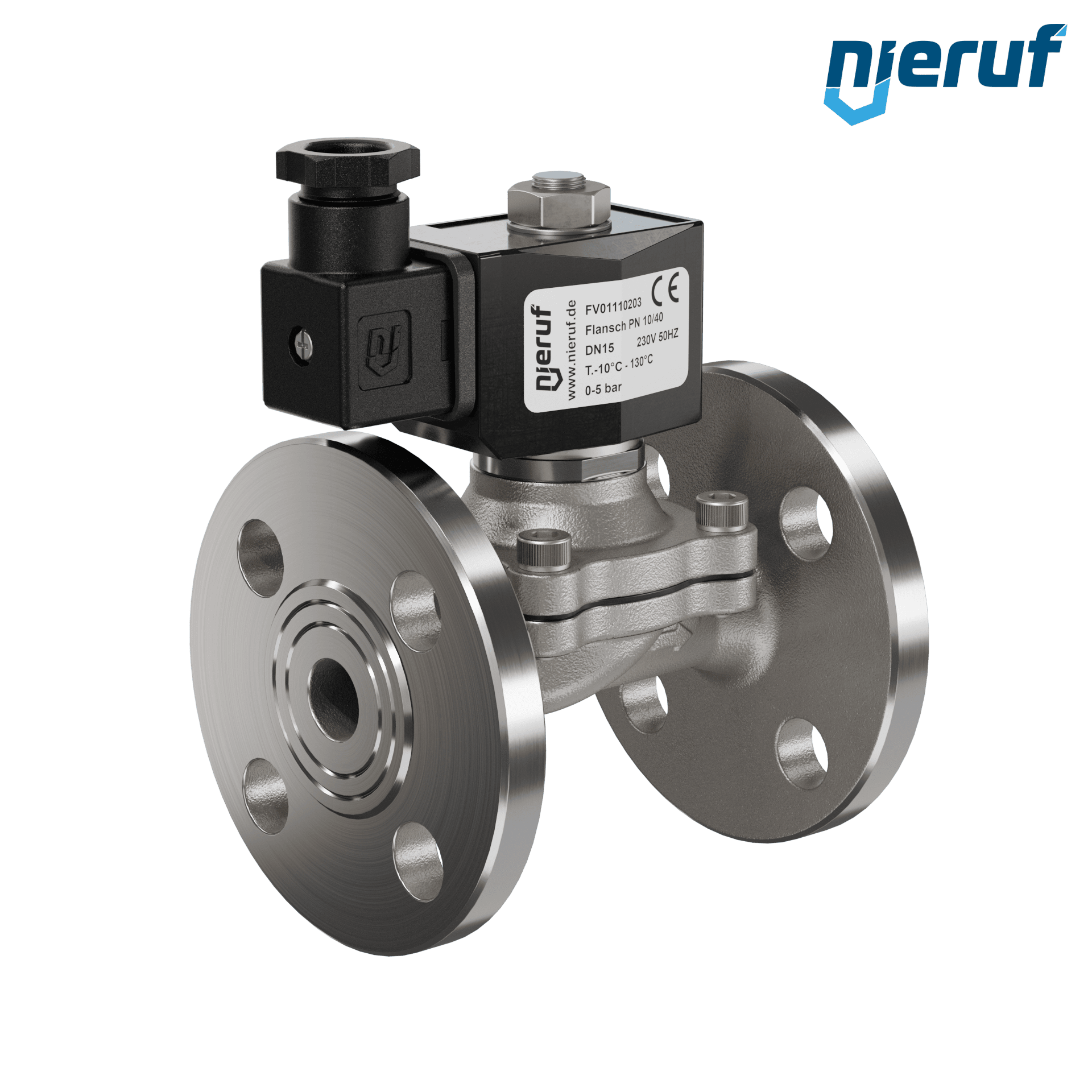elettrovalvola per il vuoto con flangia DN15 acciaio inossidabile FV01 EPDM 230V 50Hz