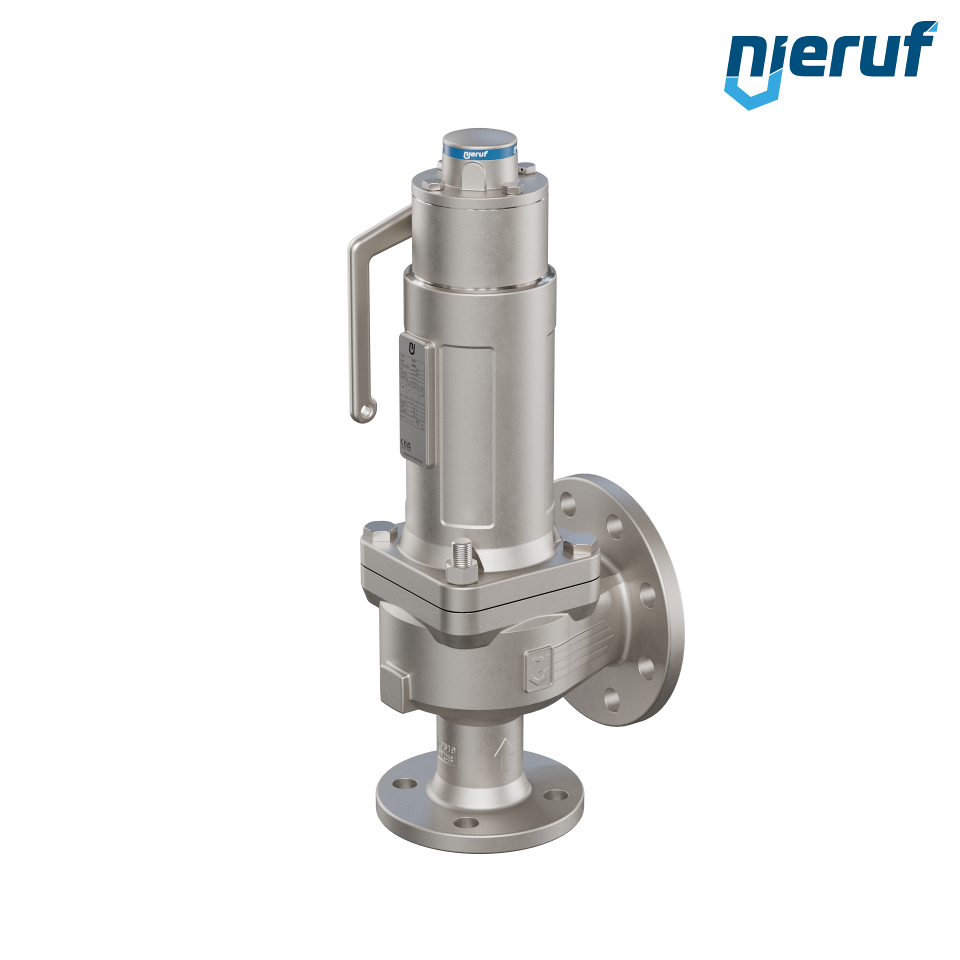 valvola di sicurezza flangiata a tenuta di gas DN40/DN65 SF07, acciaio, PTFE, dispositivo di sollevamento con leva