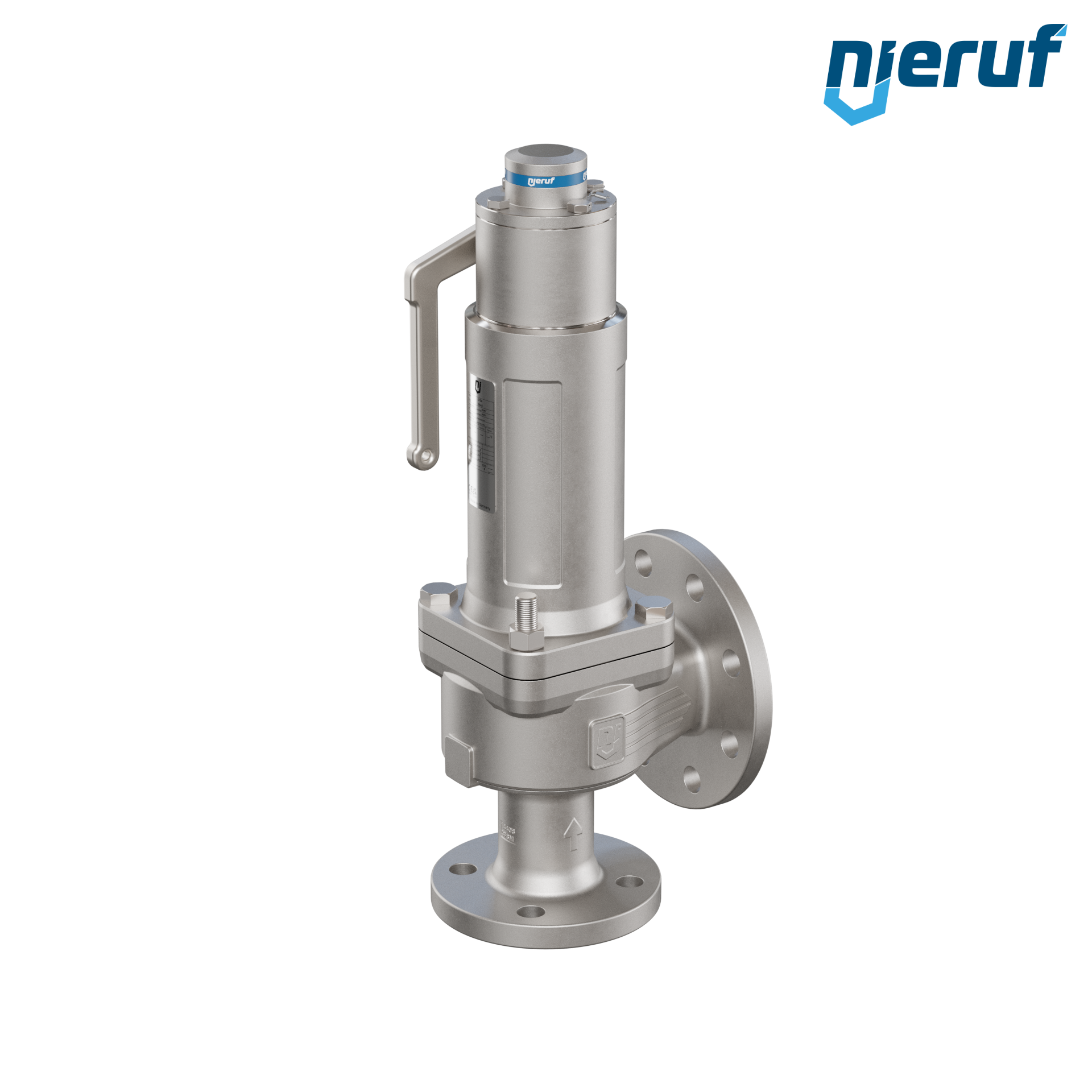 valvola di sicurezza flangiata DN40/DN65 SF04, acciaio inox 1.4408 PTFE, dispositivo di sollevamento con leva
