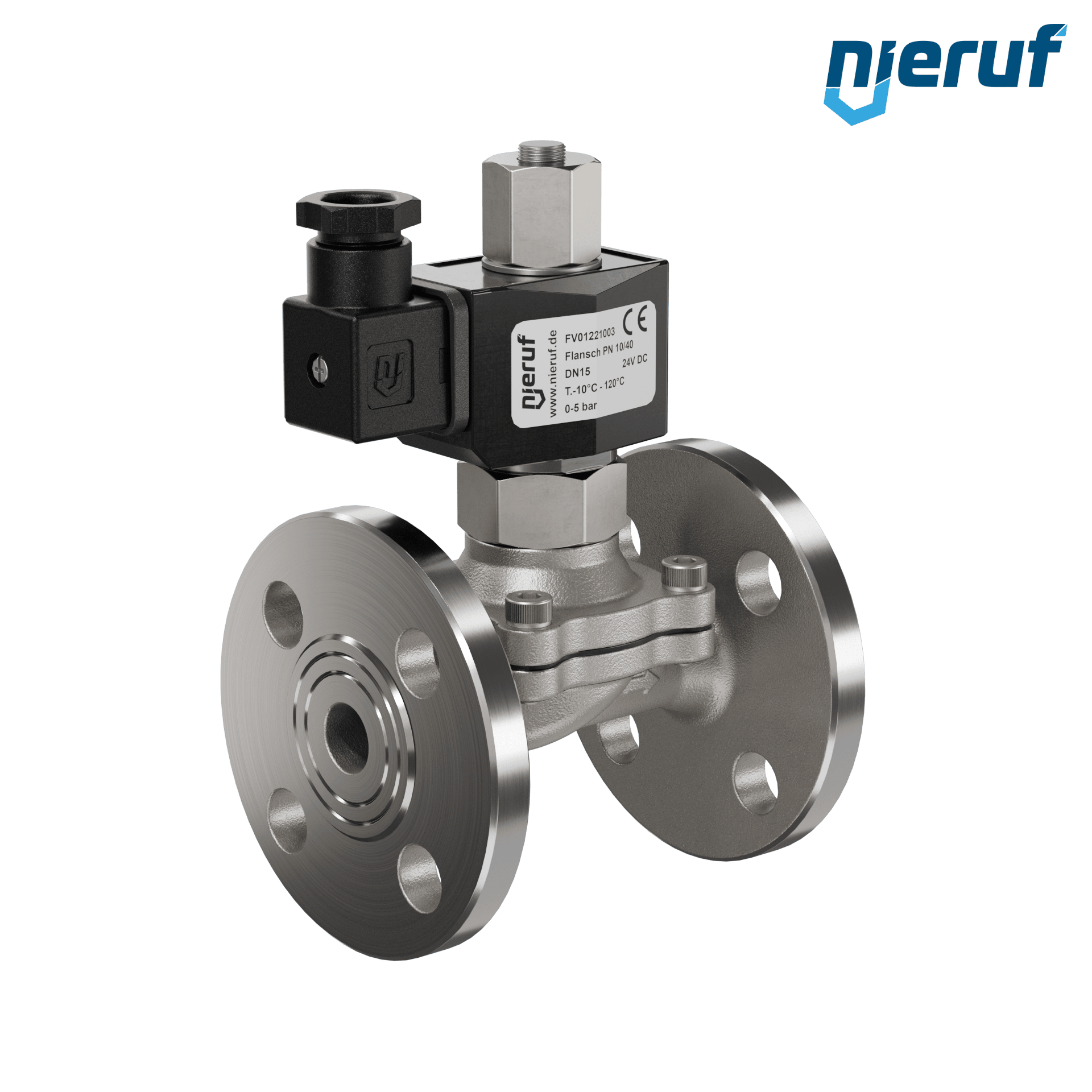 flangia elettrovalvola DN15 acciaio inossidabile FV01 FKM 24V DC NO