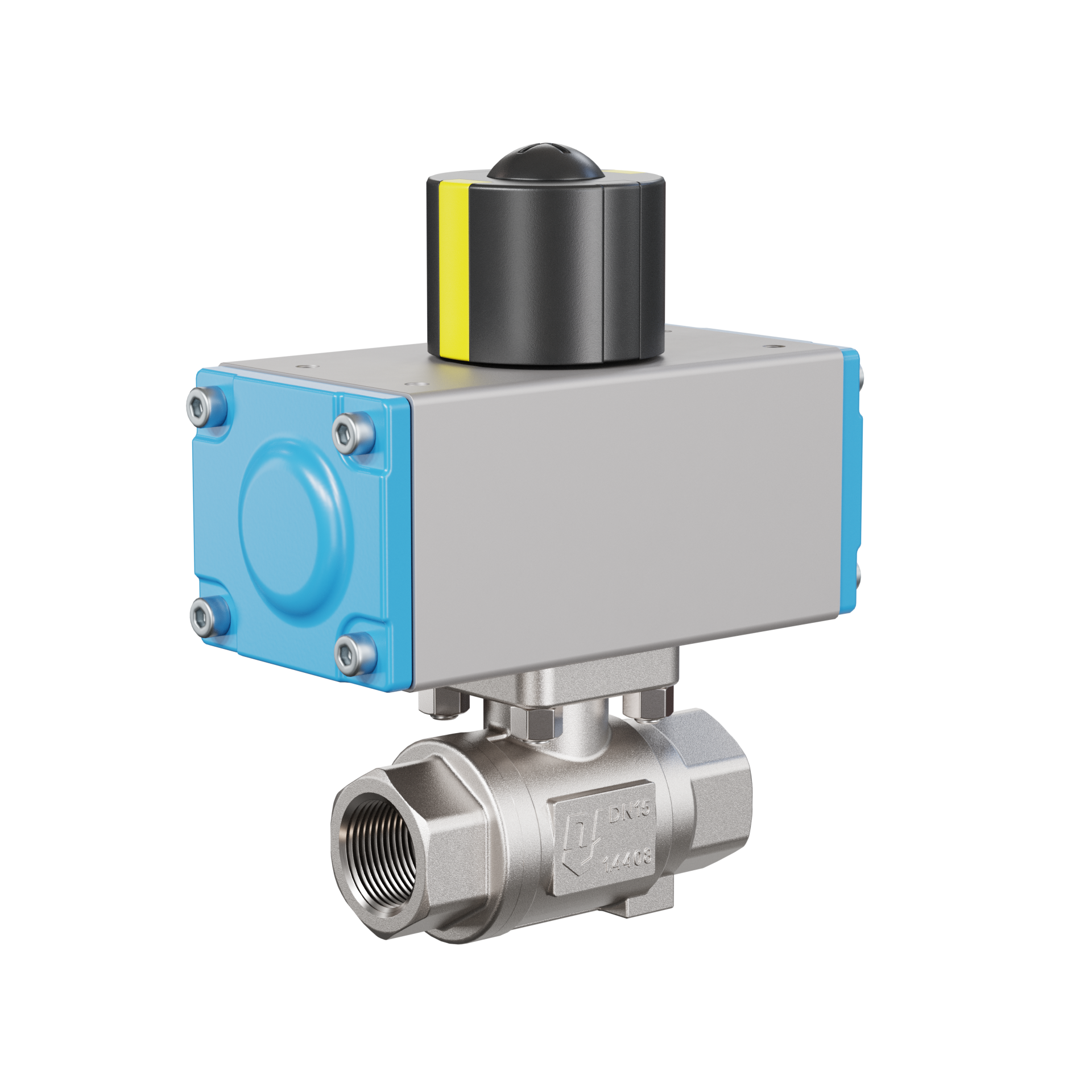 valvola a sfera con attuatore pneumatico DN15 - 1/2" pollici acciaio inossidabile azionamento pneumatico rotativo PK02 DVGW W