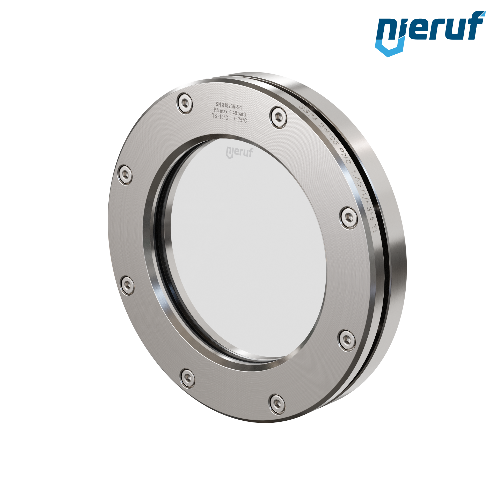 oblò di osservazione per serbatoi DN100 BS04 acciaio inossidabile 1.4571 EPDM vetro borosilicato 0,0 bar