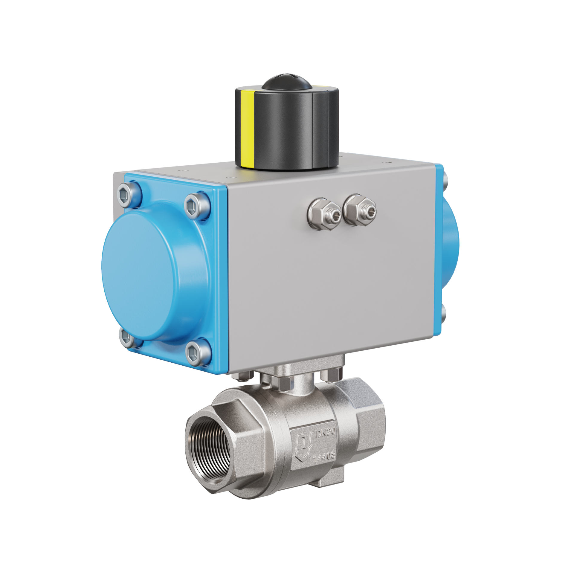 valvola a sfera con attuatore pneumatico DN20 - 3/4" pollici acciaio inossidabile azionamento pneumatico rotativo PK02 DVGW W