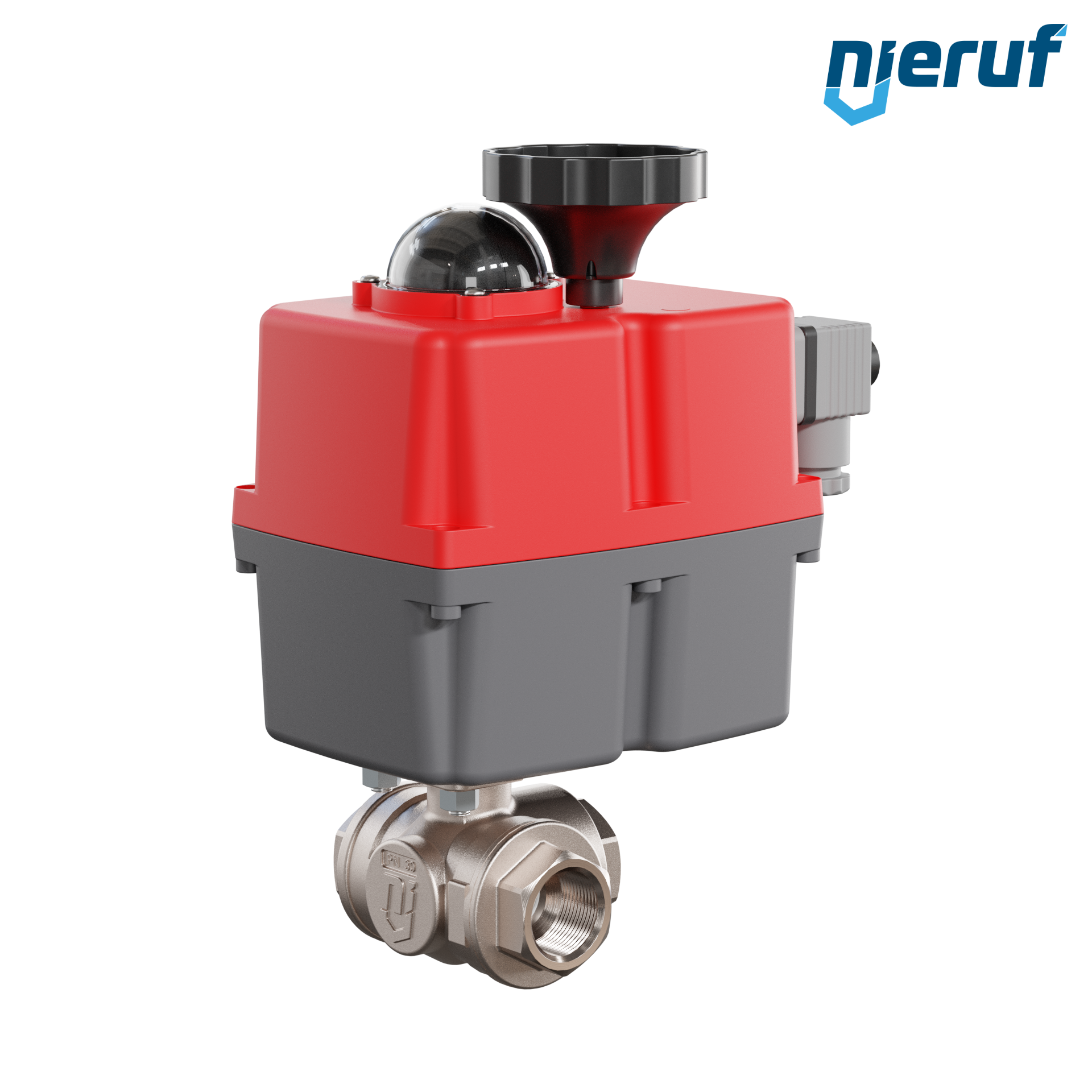 valvola a sfera a 3 vie con attuatore elettrico 24-240V DN20 - 3/4" pollici ottone a passaggio totale con incavo a forma di L