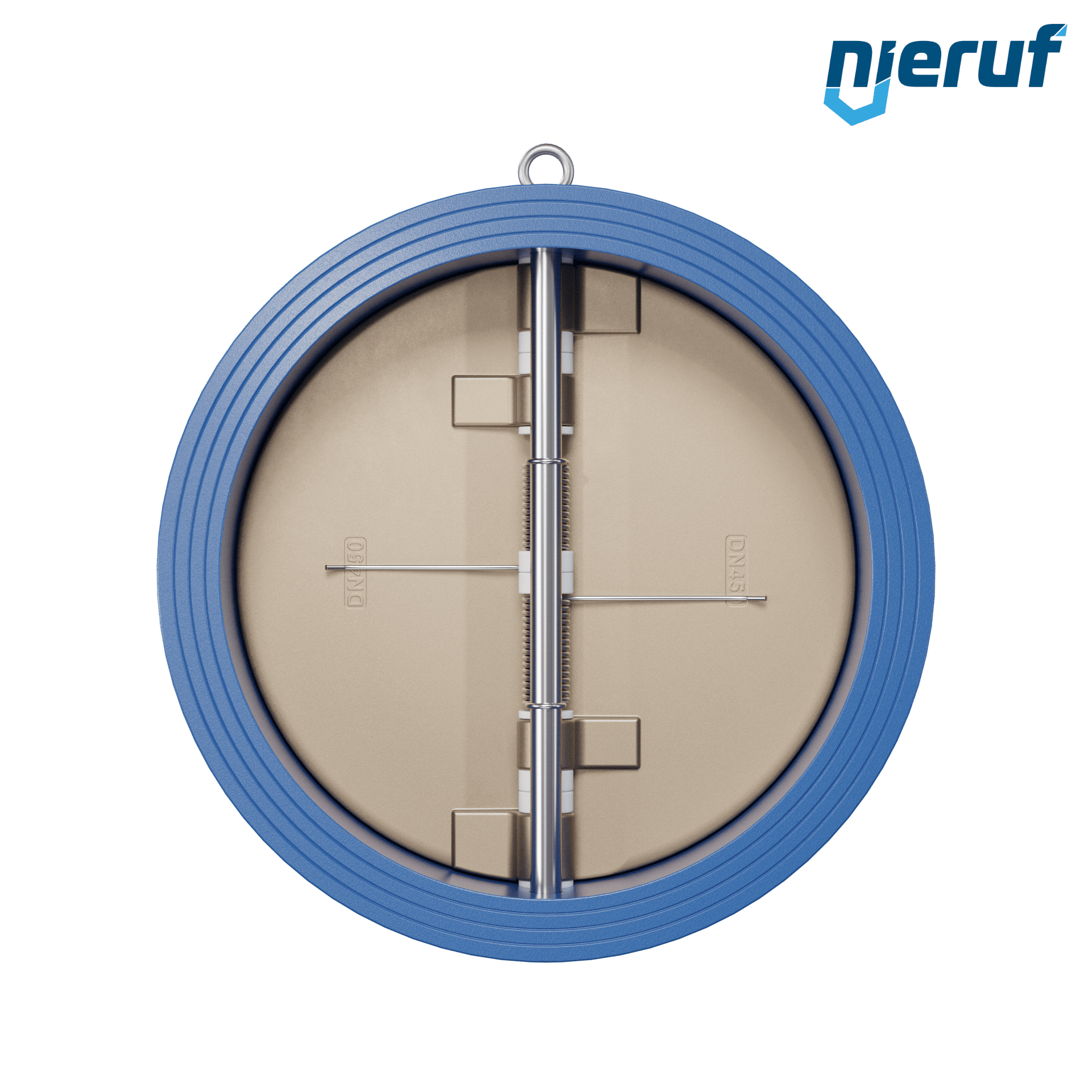 valvola di ritegno a doppio battente DN450 ANSI150 DR04 ANSI 150 GGG40 con rivestimento epossidico blu 180µm  FKM
