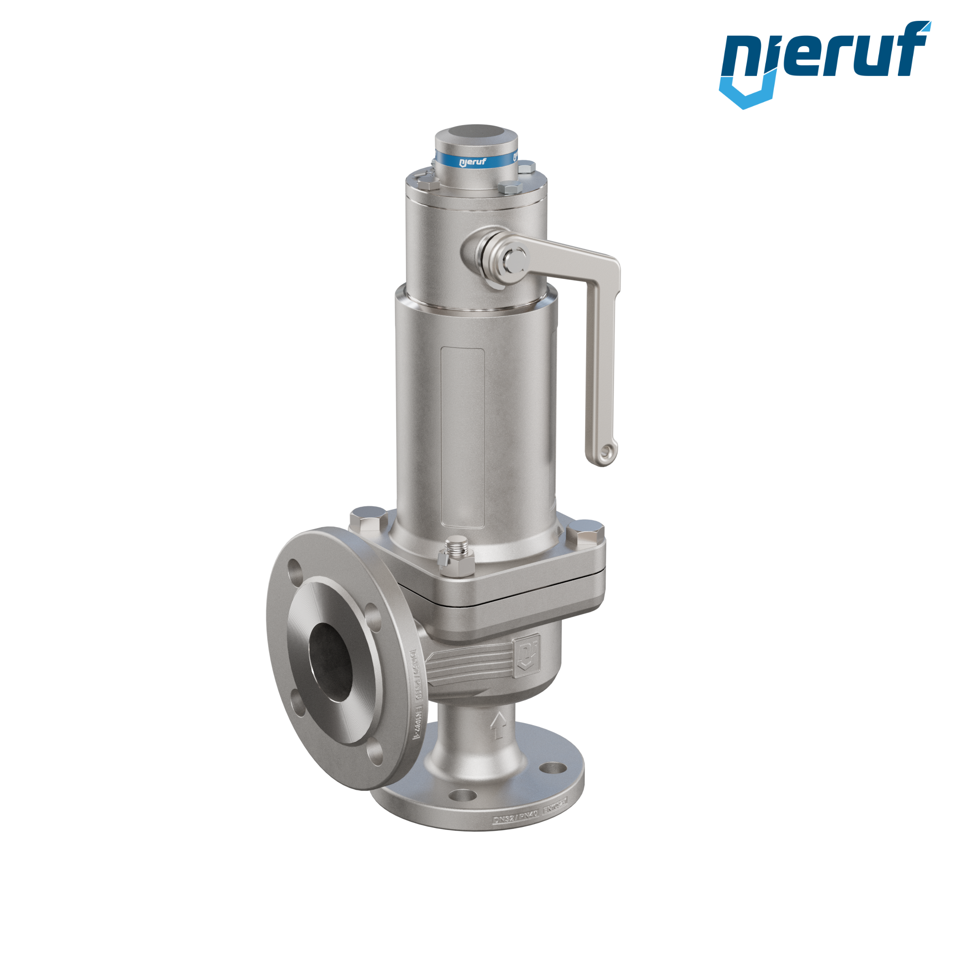valvola di sicurezza flangiata DN32/DN50 SF04, acciaio inox 1.4408 PTFE, dispositivo di sollevamento con leva