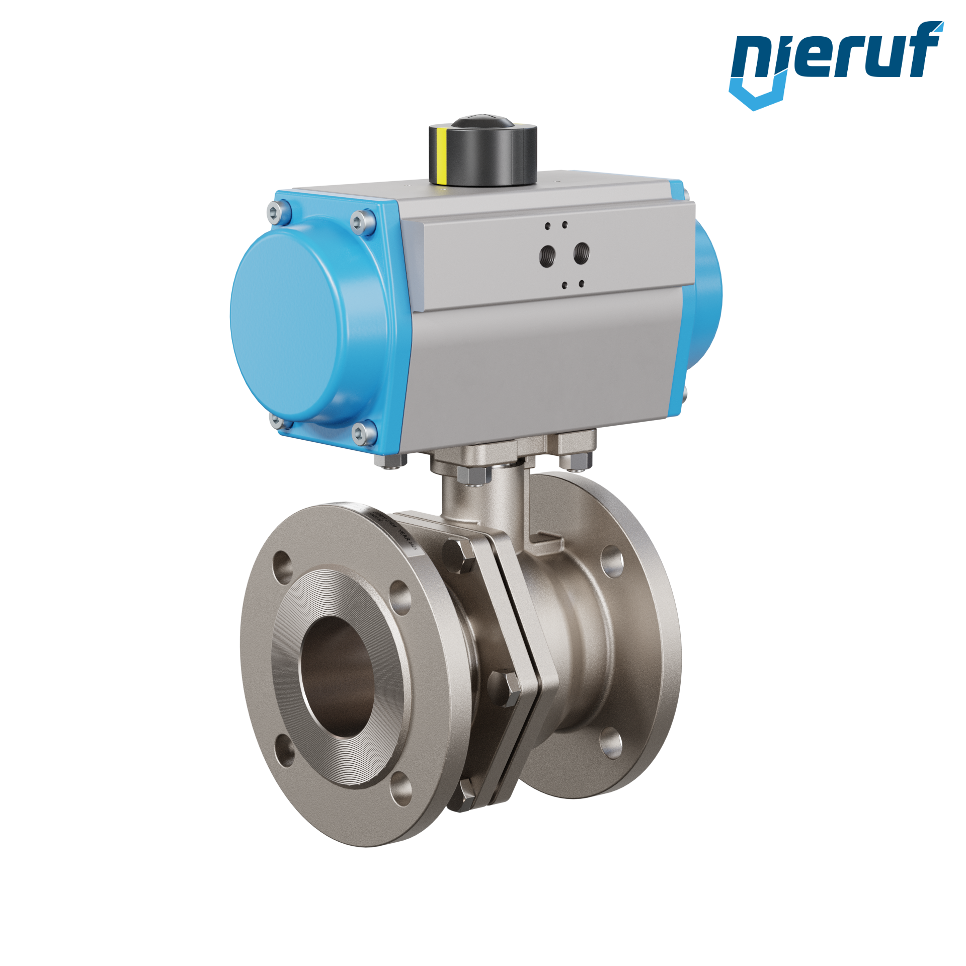 valvola a sfera flangiata DN65 PK05 azionamento rotativo pneumatico a semplice effetto apertura a molla