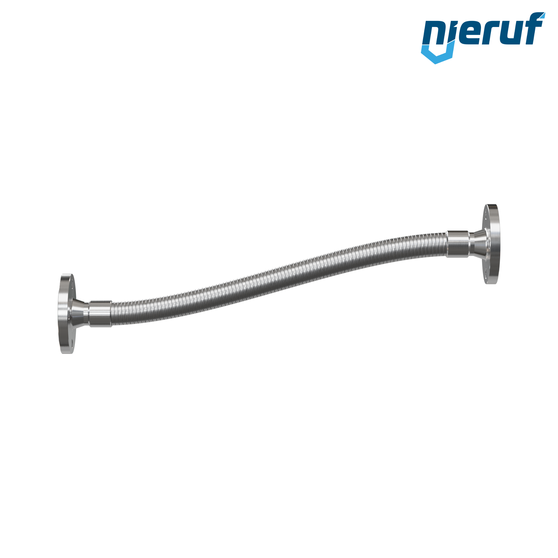 Tubo corrugato in acciaio inossidabile ES01 DN25 - 1" pollici con treccia doppia e flangia fissa Lunghezza 1000 mm