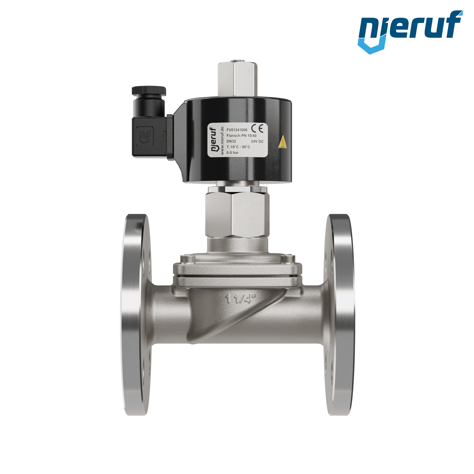 flangia elettrovalvola DN32 acciaio inossidabile FV01 NBR 24V DC NO