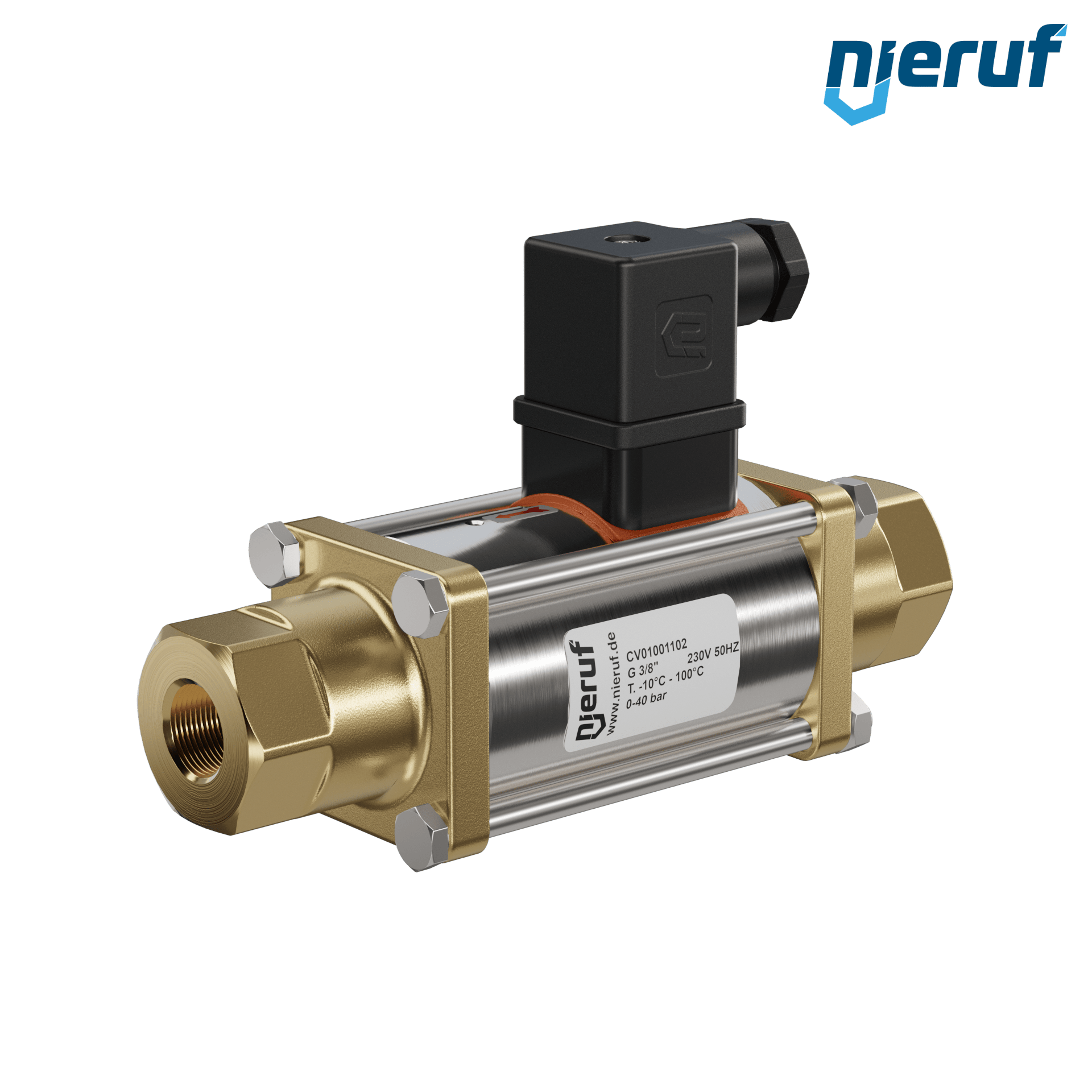 valvola coassiale 3/8" pollici filettatura interna - DN10 ottone 230V AC NO - per applicazione con acqua