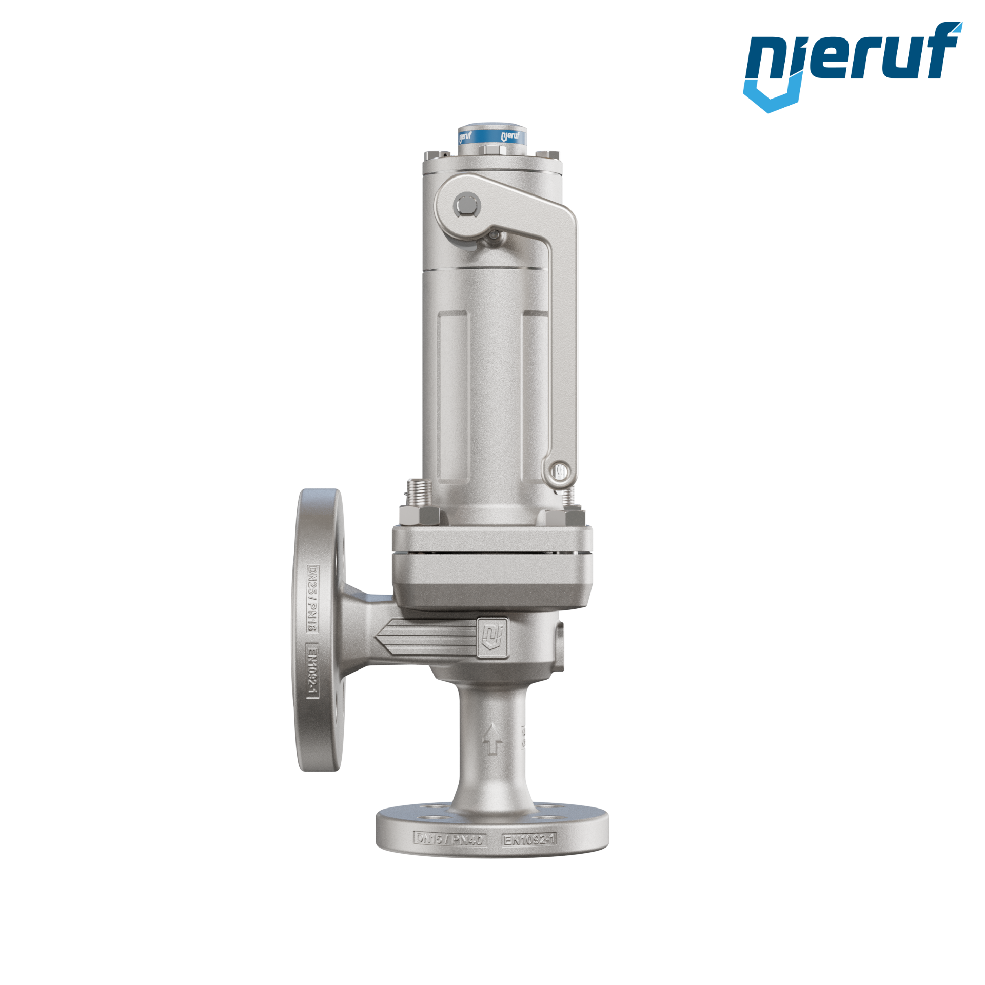valvola di sicurezza flangiata DN15/DN25 SF04, acciaio inox 1.4408 PTFE, dispositivo di sollevamento con leva