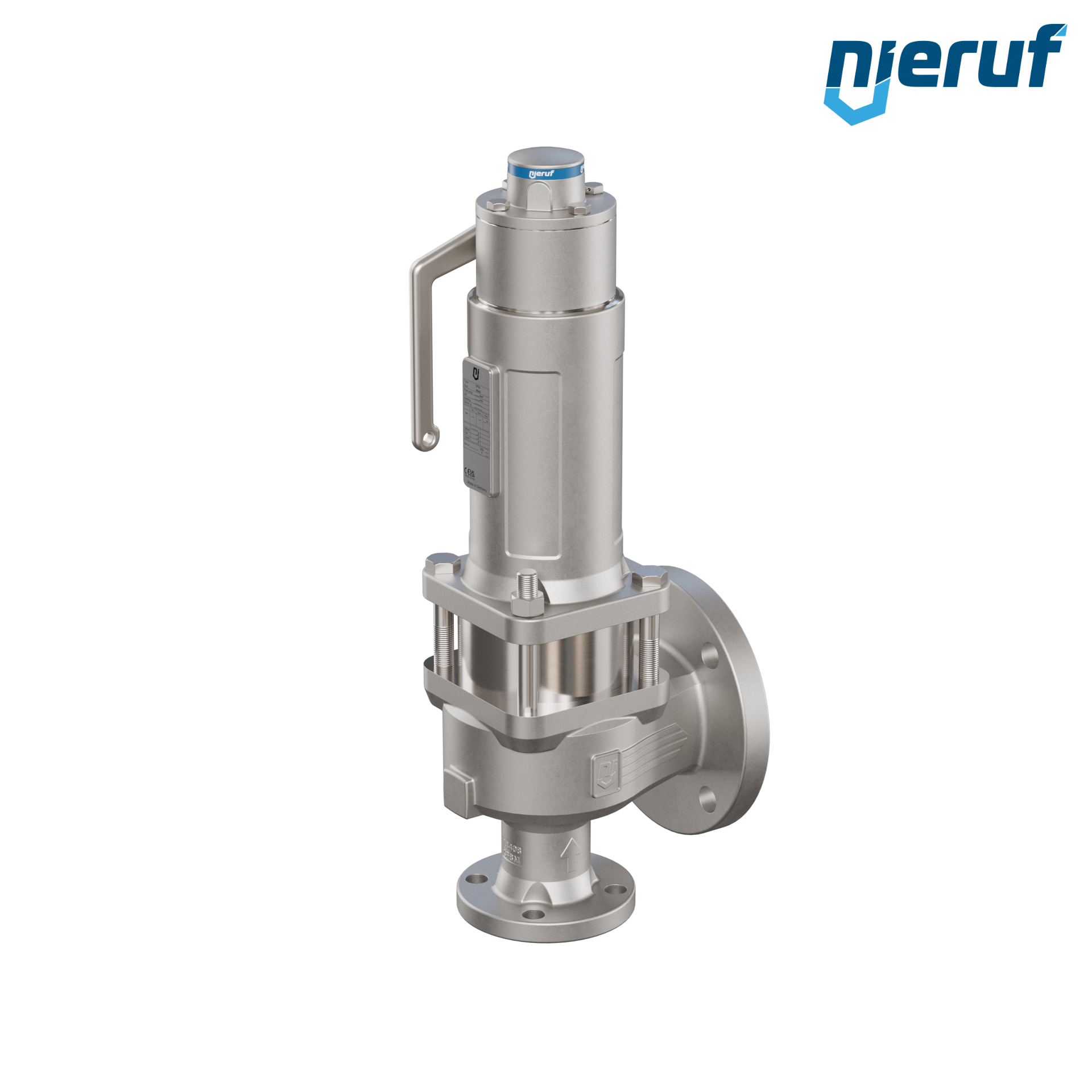 valvola di sicurezza flangiata ASME fluidi liquidi a tenuta di gas manicotto di tenuta ANSI 150 DN40 1 1/2" x 3" SF04, acciaio inossidabile, FFKM, dispositivo di sollevamento con leva