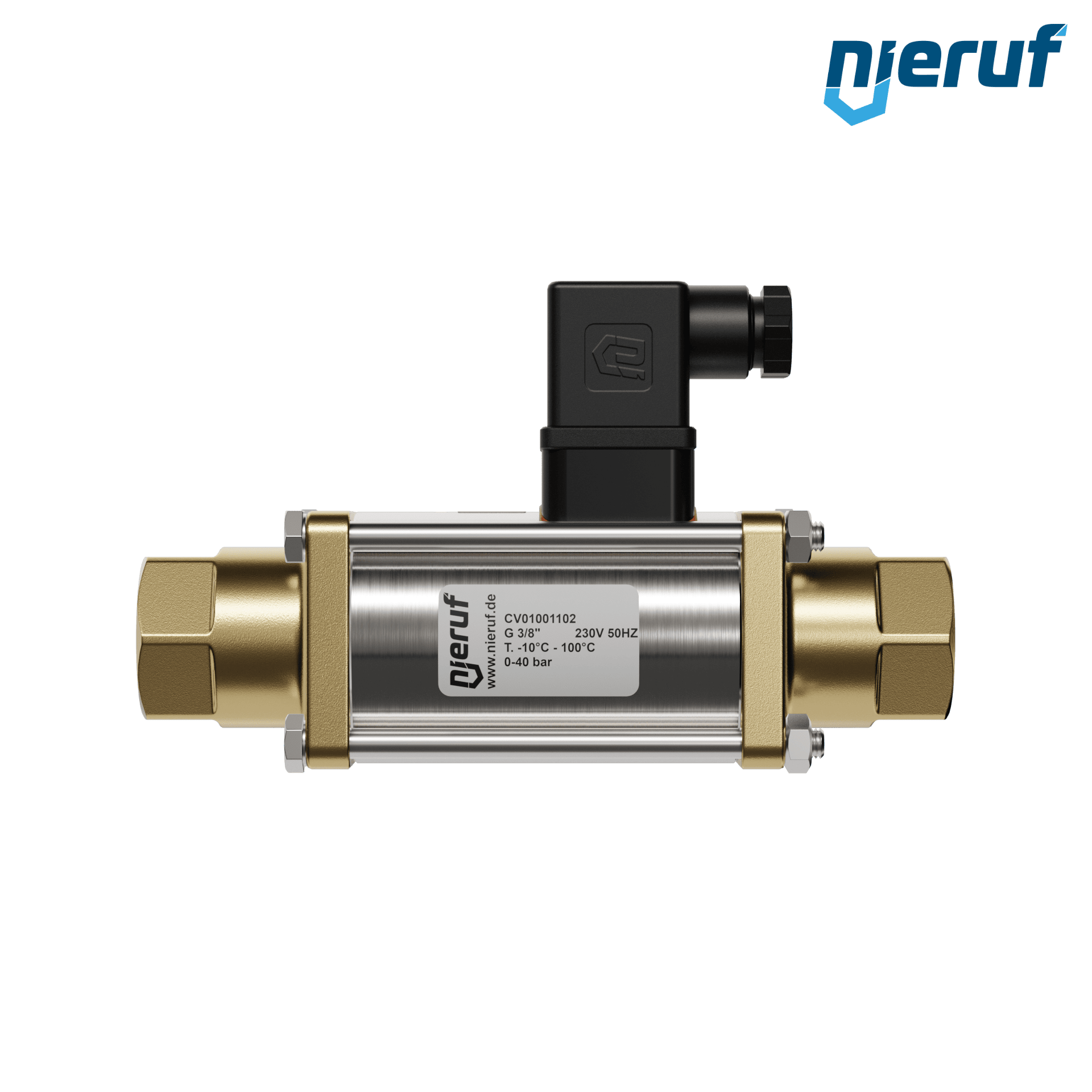valvola coassiale 3/8" pollici filettatura interna - DN10 ottone 230V AC NO - per applicazione con acqua