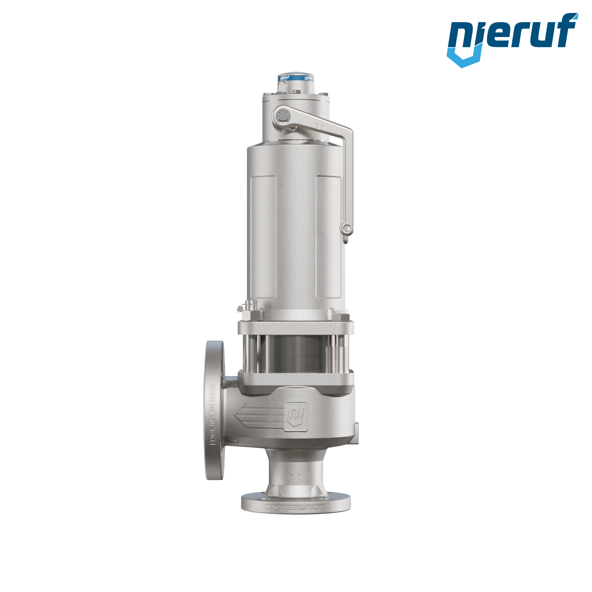 valvola di sicurezza flangiata ASME fluidi liquidi a tenuta di gas manicotto di tenuta ANSI 150 DN50 2" x 3" SF04, acciaio inossidabile, FFKM, dispositivo di sollevamento con leva